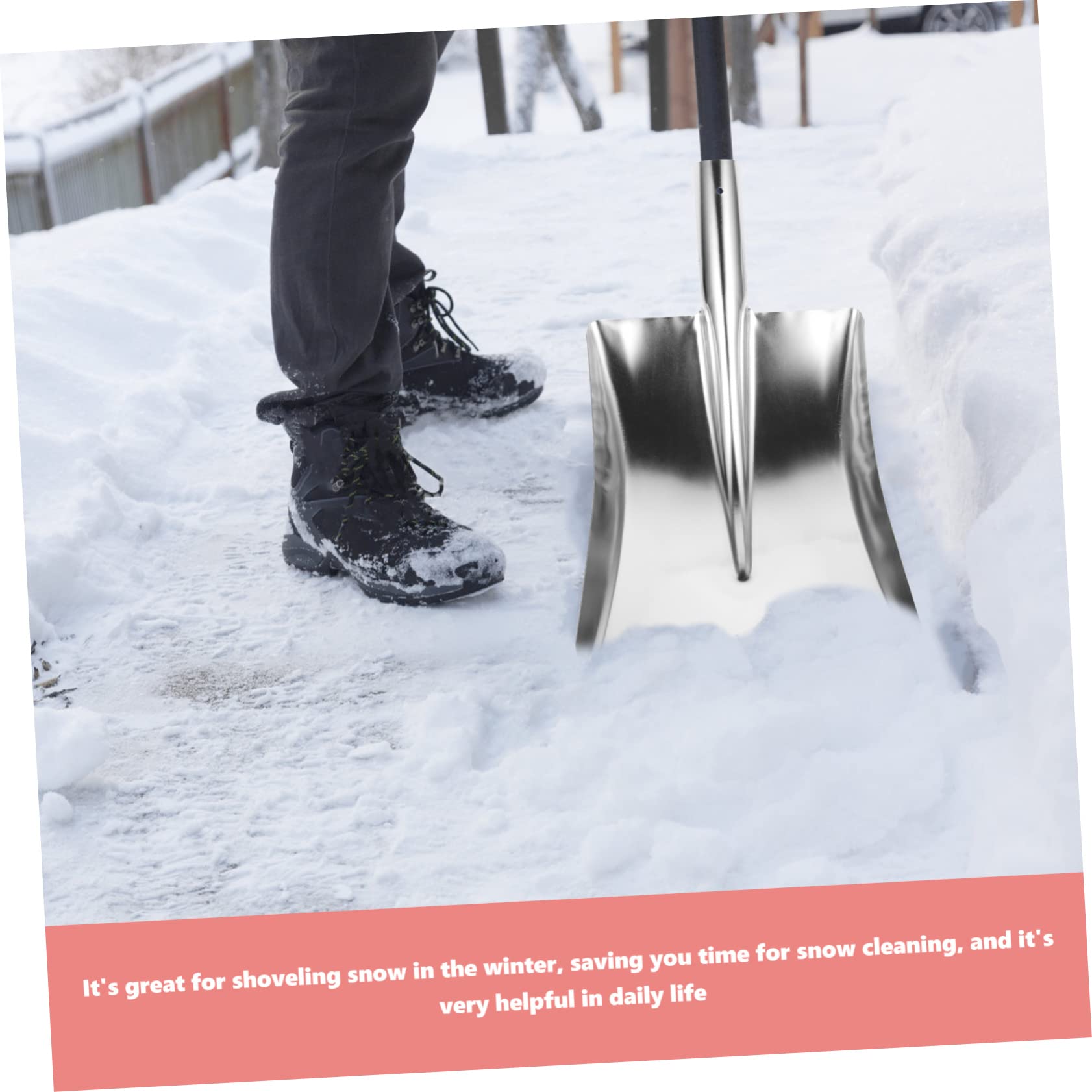 Happyyami Pala per Cenere Barbecue Pala da Neve Testa in Acciaio Inox Inverno Neve Rimozione Pala Pollame Mangime Pala Testa Pan Neve Spinta Accessori Pala (Argento) Cucchiaio di Cenere