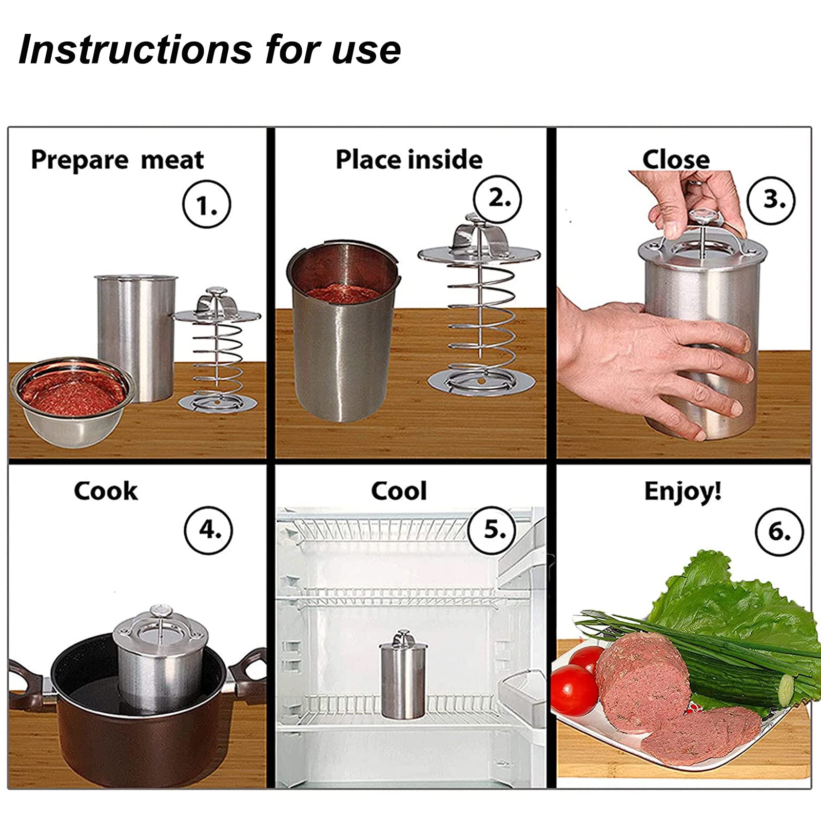 Cuiseur à Jambon en Acier Inoxydable, Presse à Viande Sandwich avec Thermomètre pour Charcuterie Maison