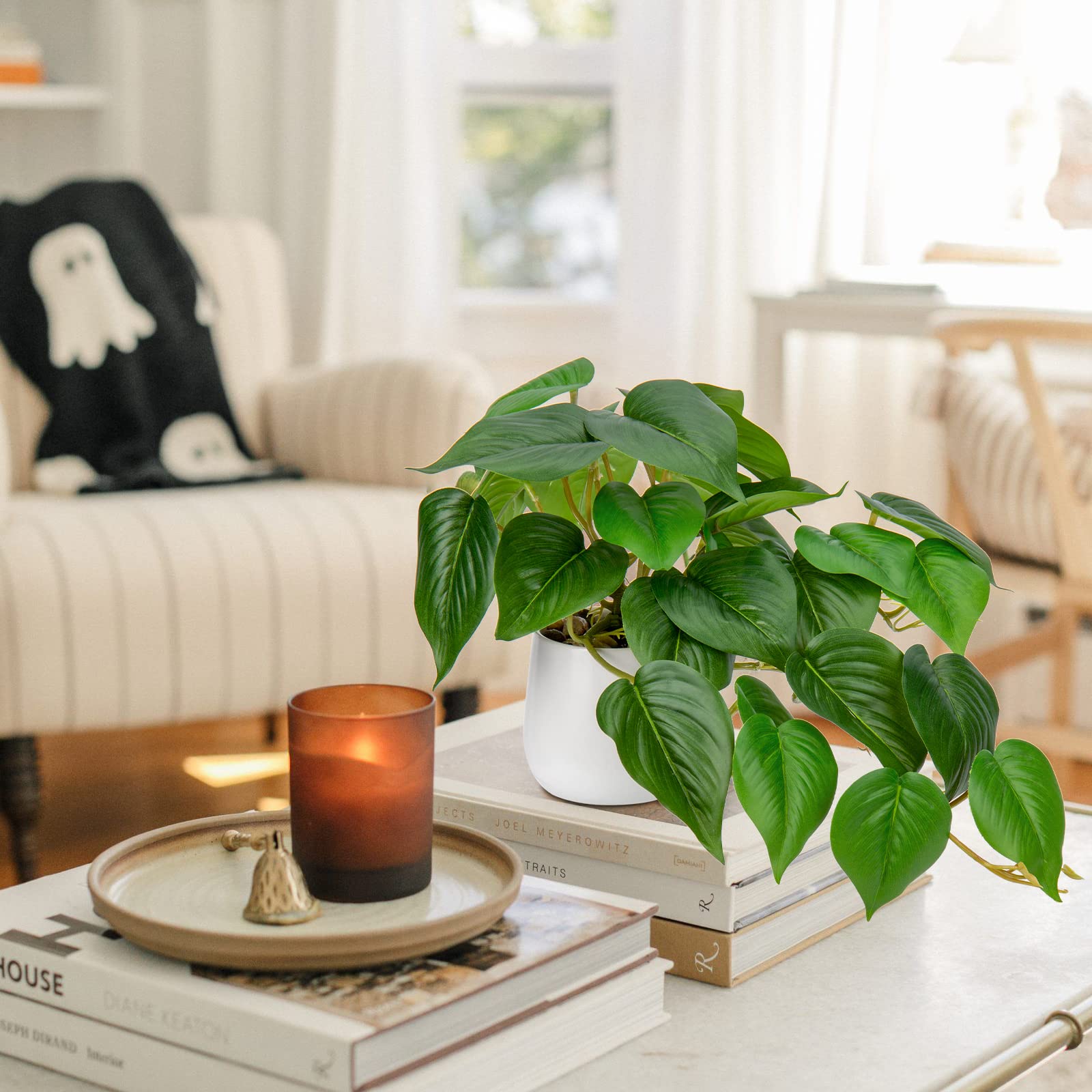 Hollyone Piante artificiali in vasi di ceramica, finte piante decorative in vaso di giada pothos, piante realistiche da interni per decorazioni per la casa, cucina, decorazioni per ufficio