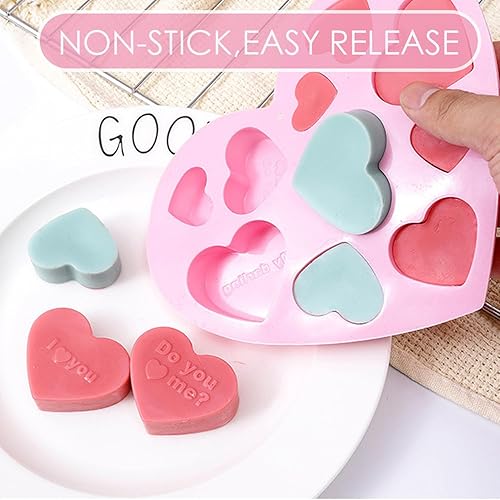 Miniatura 4 de Molde de corazón para el día de San Valentín, 2 unidades, molde de silicona para conversación de chocolate, dulces, gomitas, pasteles, jabón,