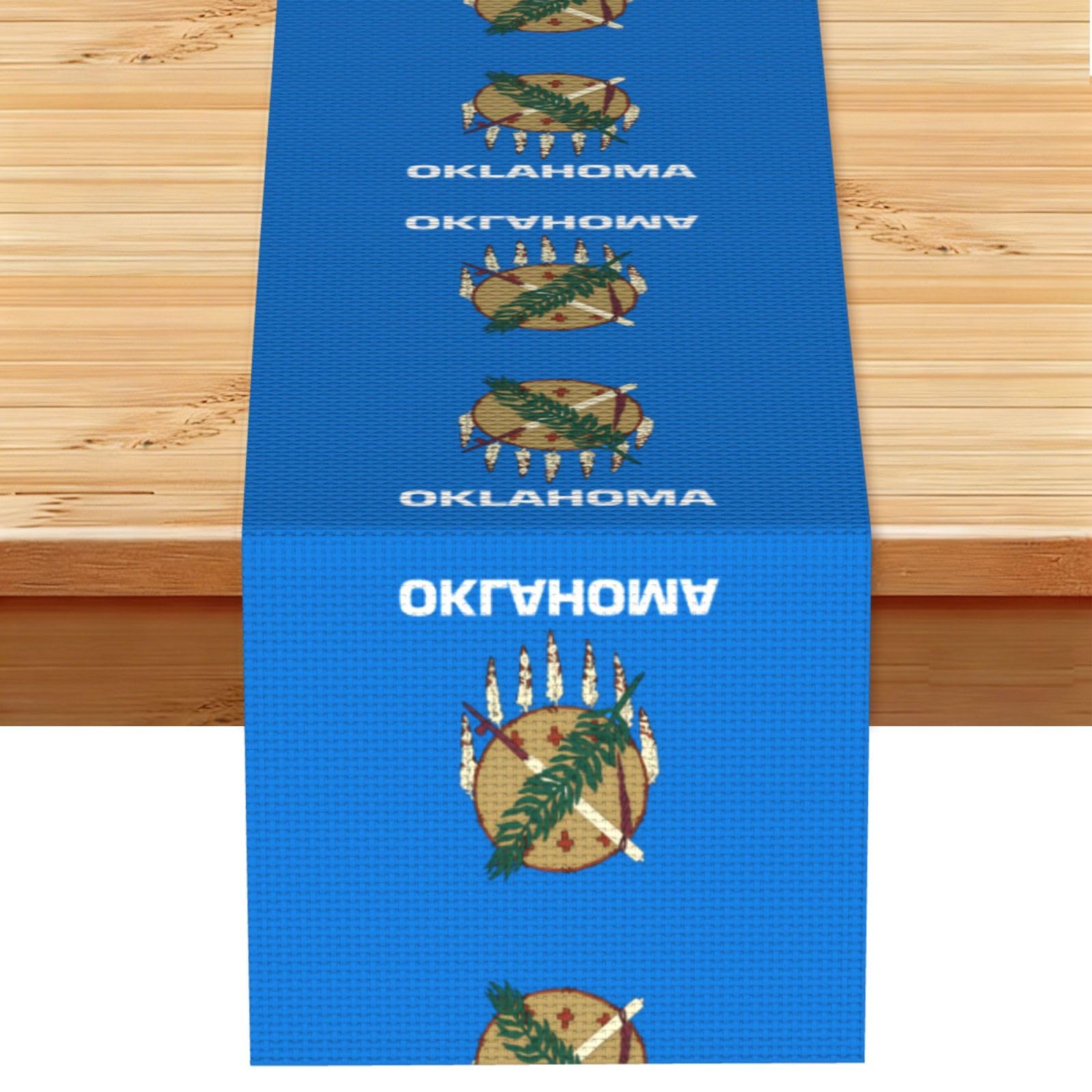 Oklahoma State Flag Linen Feel Table Runner Wedding Party Home Decoration