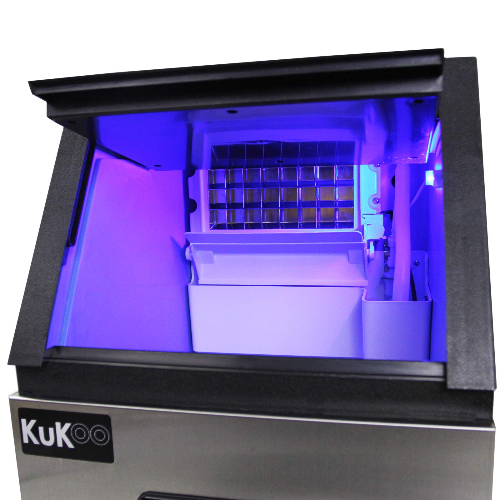 Máquina Hielo Comercial 40kg/24hr Fabricar Cubitos de Hielo Picadora de Hielo para Hacer Cócteles Granizados Batidos de Fruta con Cucharada + Trituradora de Hielo Gratis Ice Cube Crusher Maker Machine