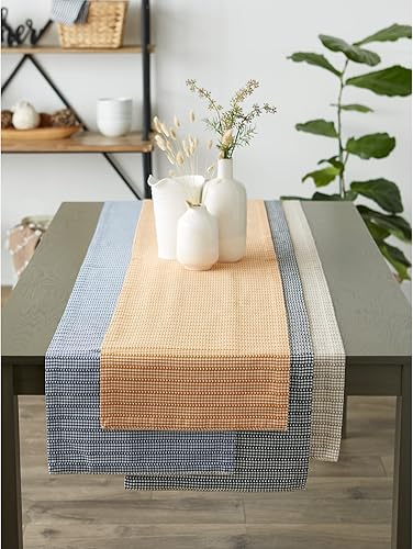 Miniatura 5 de DII Farmhouse Gingham, colección de mesa a cuadros, camino de mesa, 14x72, piedra