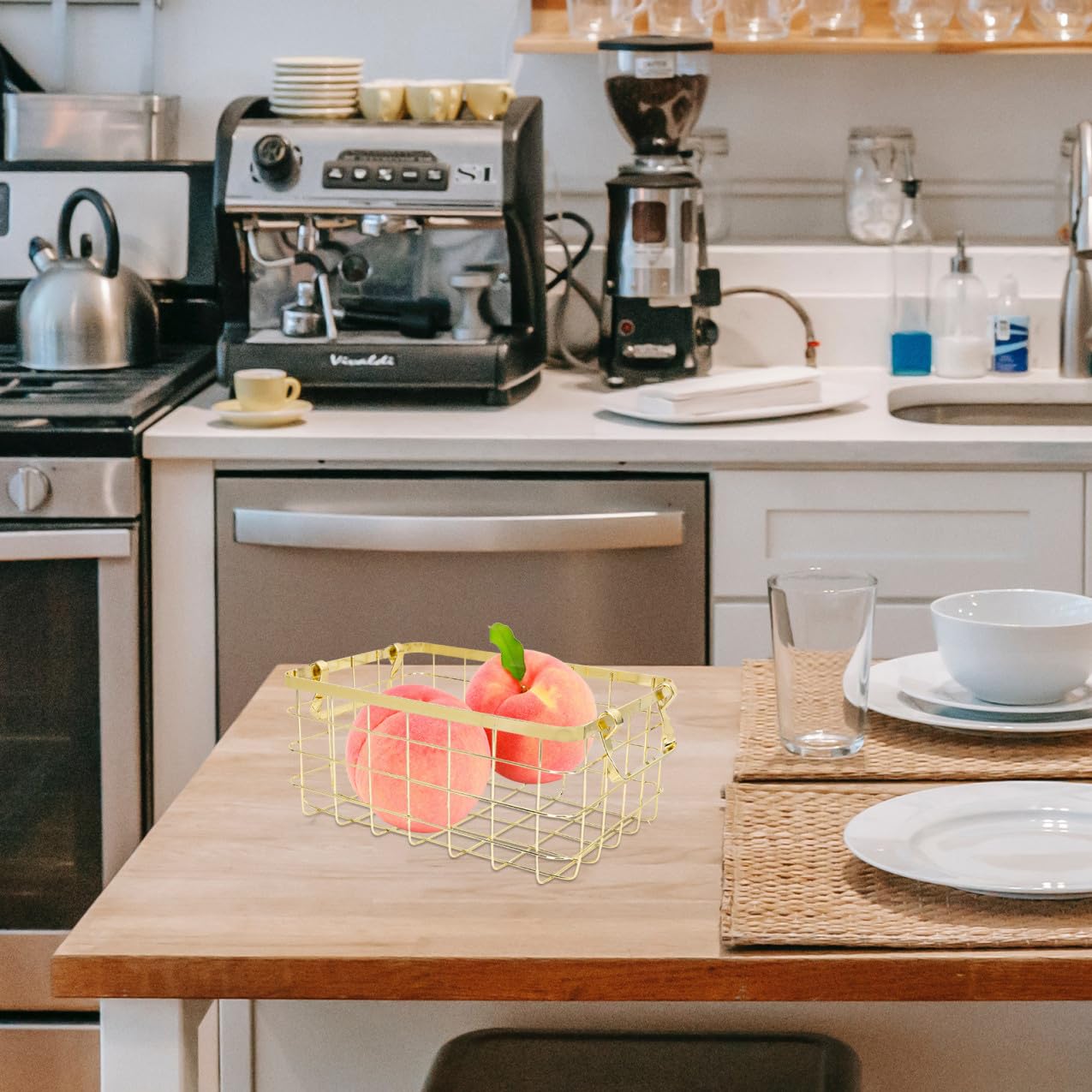 Zerodeko Cesta de Hierro de Estilo Nórdico Portafrutas Decorativa para Escritorio y Hogar