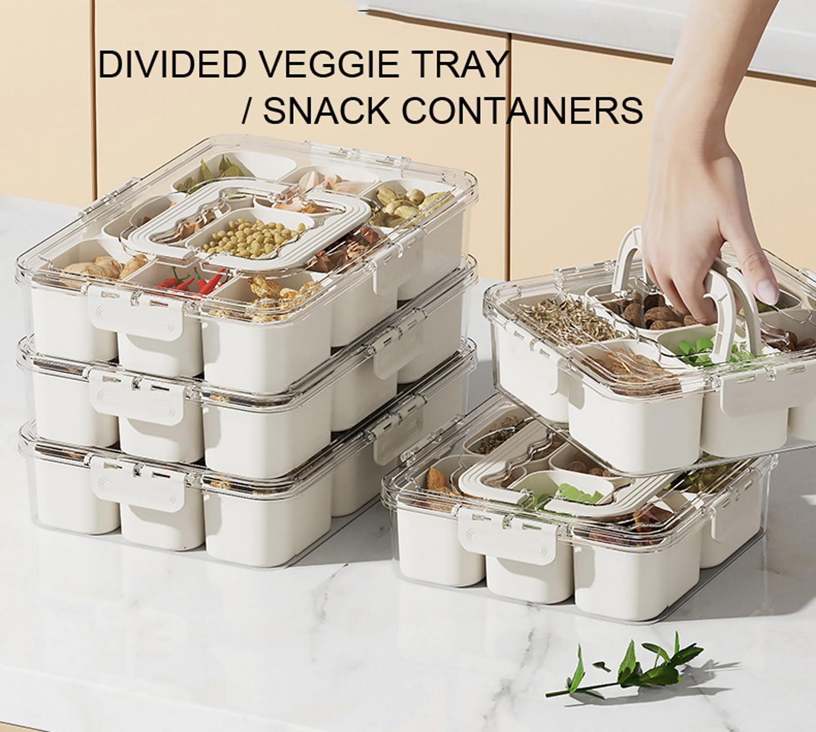 Amazon.com: Divided Veggie Tray with Lid and Handle 9 Compartment