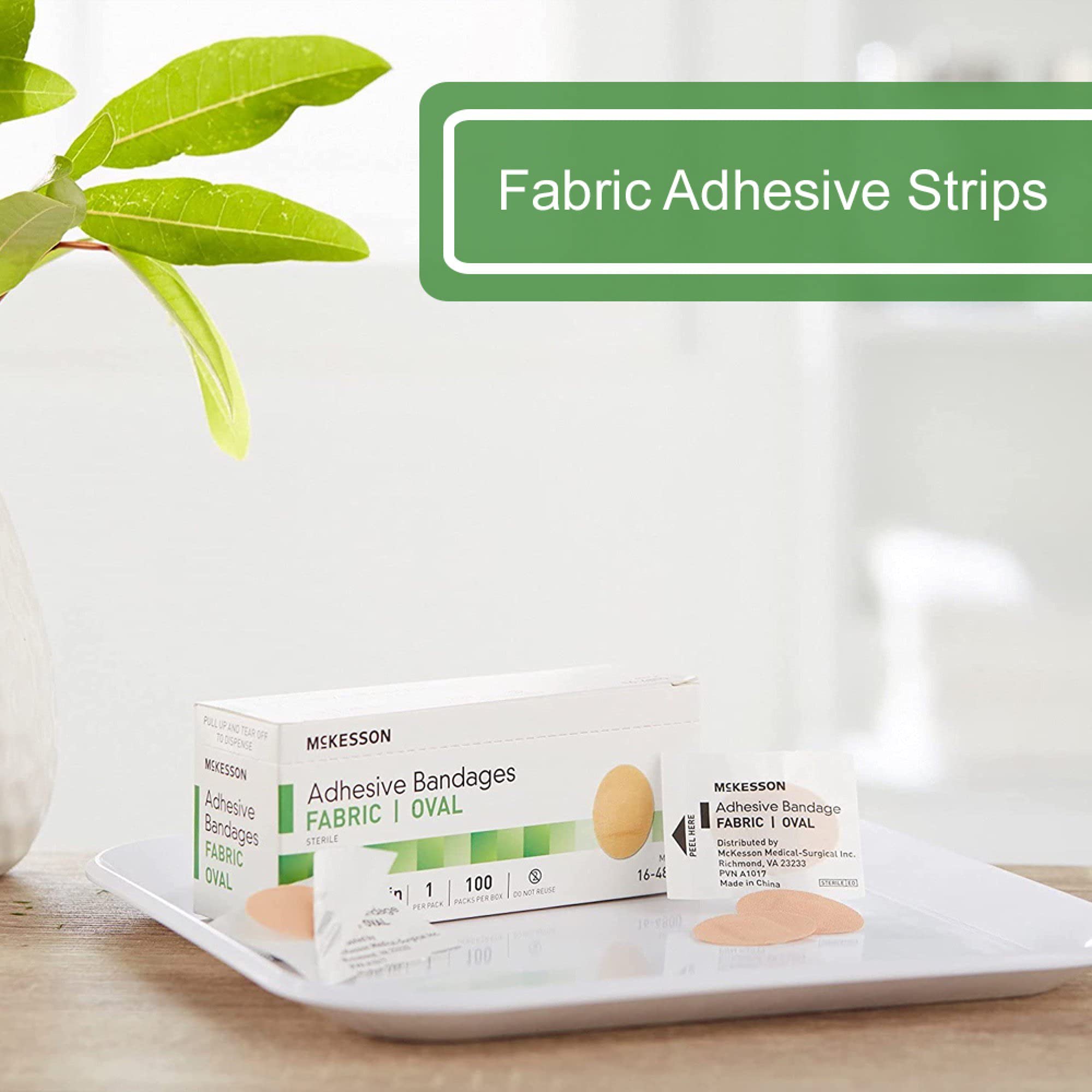 ICaps- McKesson Vendas Adhesivas, Estéril, Tela Ovalada, 1 in x 1 1/4 in, 100 Count, 1 Paquete