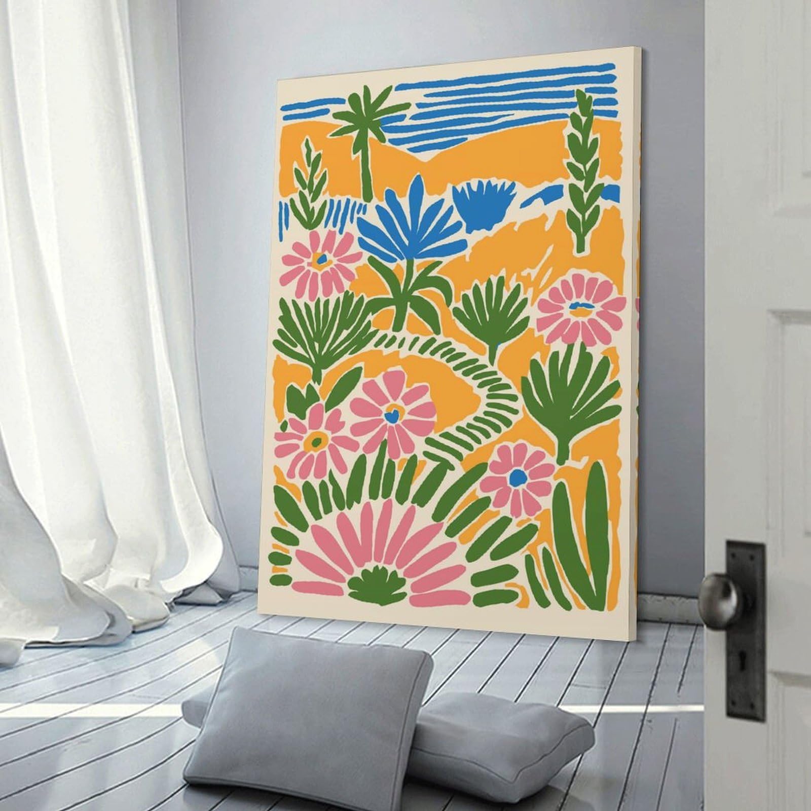 Junmoney Canvas Wall Art Abstract Floral Landscape Illustration, 08x12inch(20x30cm), for New Homes, Bedrooms Or Workspaces, Canvas Artwork with Gifting Potential