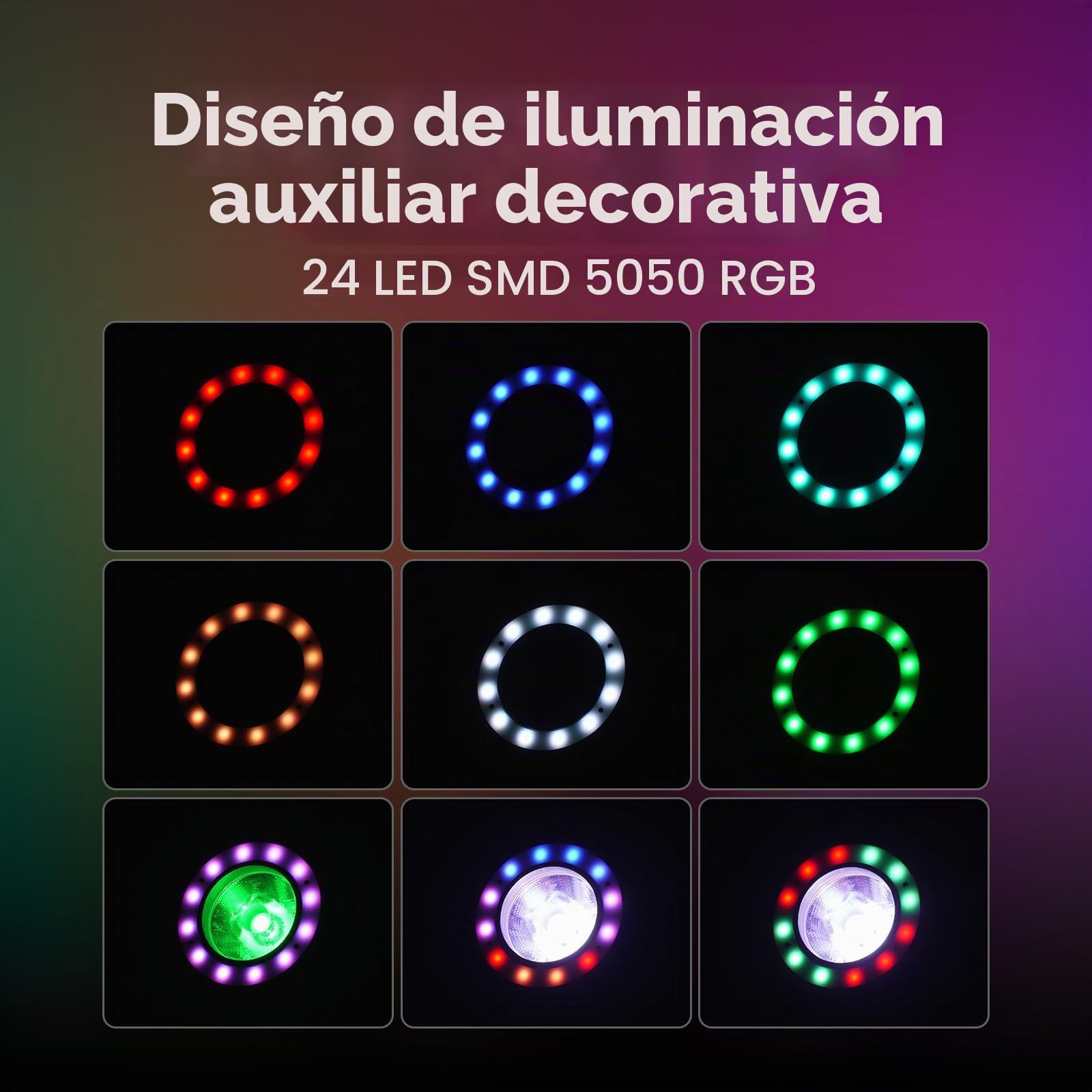 40W RGBW 4 en 1 LED Pinspot + 24 SMD RGB Luces de Escenario LED Par DMX Luces DJ 7/11CH Luz de Fiesta Foco para Bar, Fiesta, Boda, Discoteca, Teatro, Halloween