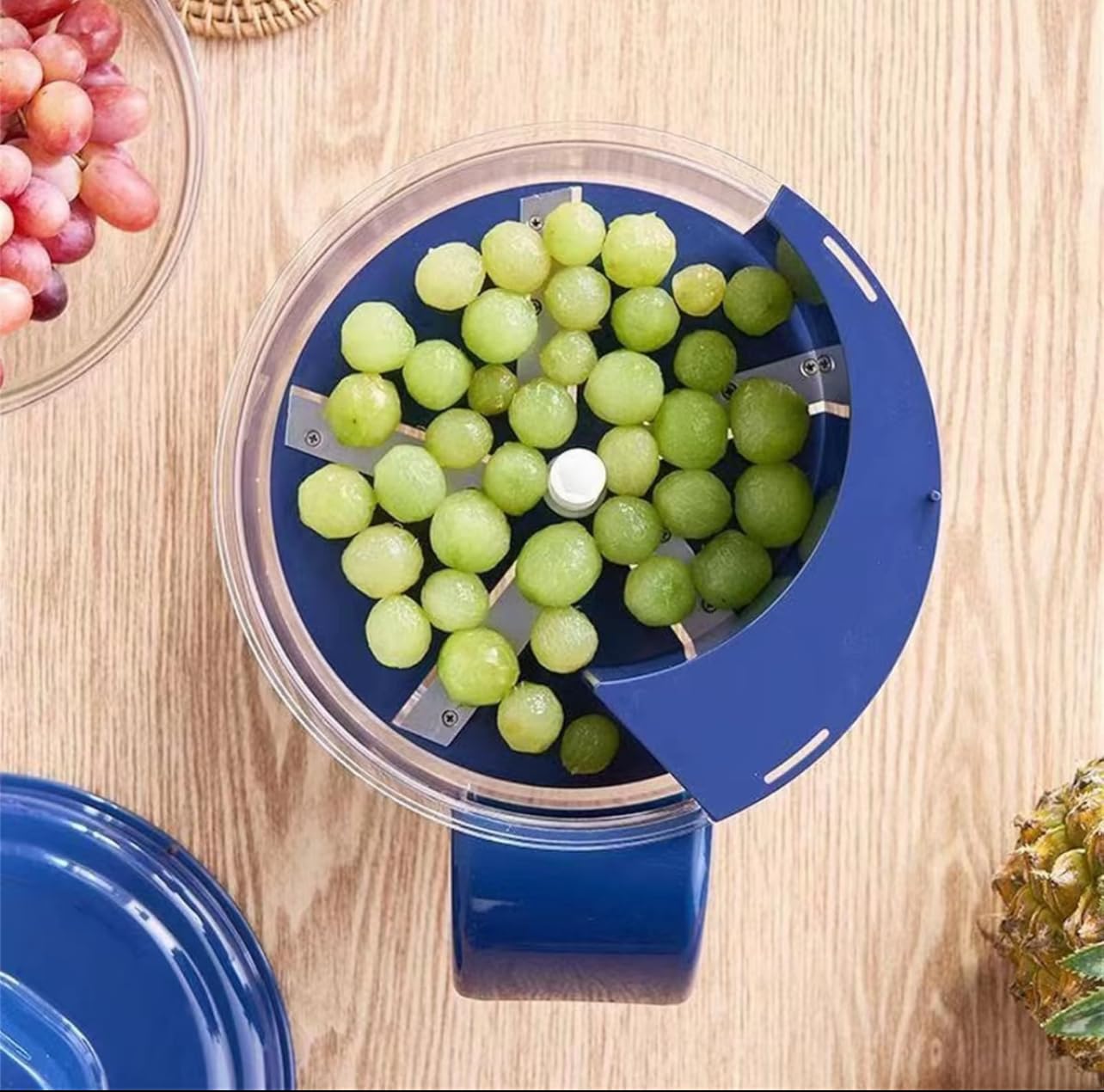 Sbucciatore Elettrico Automatico per Frutta e Verdura, Pelapatate con 5 Lame in Acciaio Inox, 50W, Ricaricabile, Blu, 10-25 Secondi