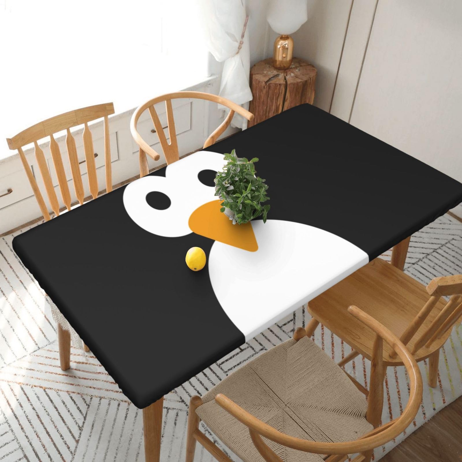 BNVSADC Cute Penguin Printed 5FT Tablecloth Polyester Kitchen Water Resistant Table Cloth Dining Table Decoration Table Covers, 152x76 CM