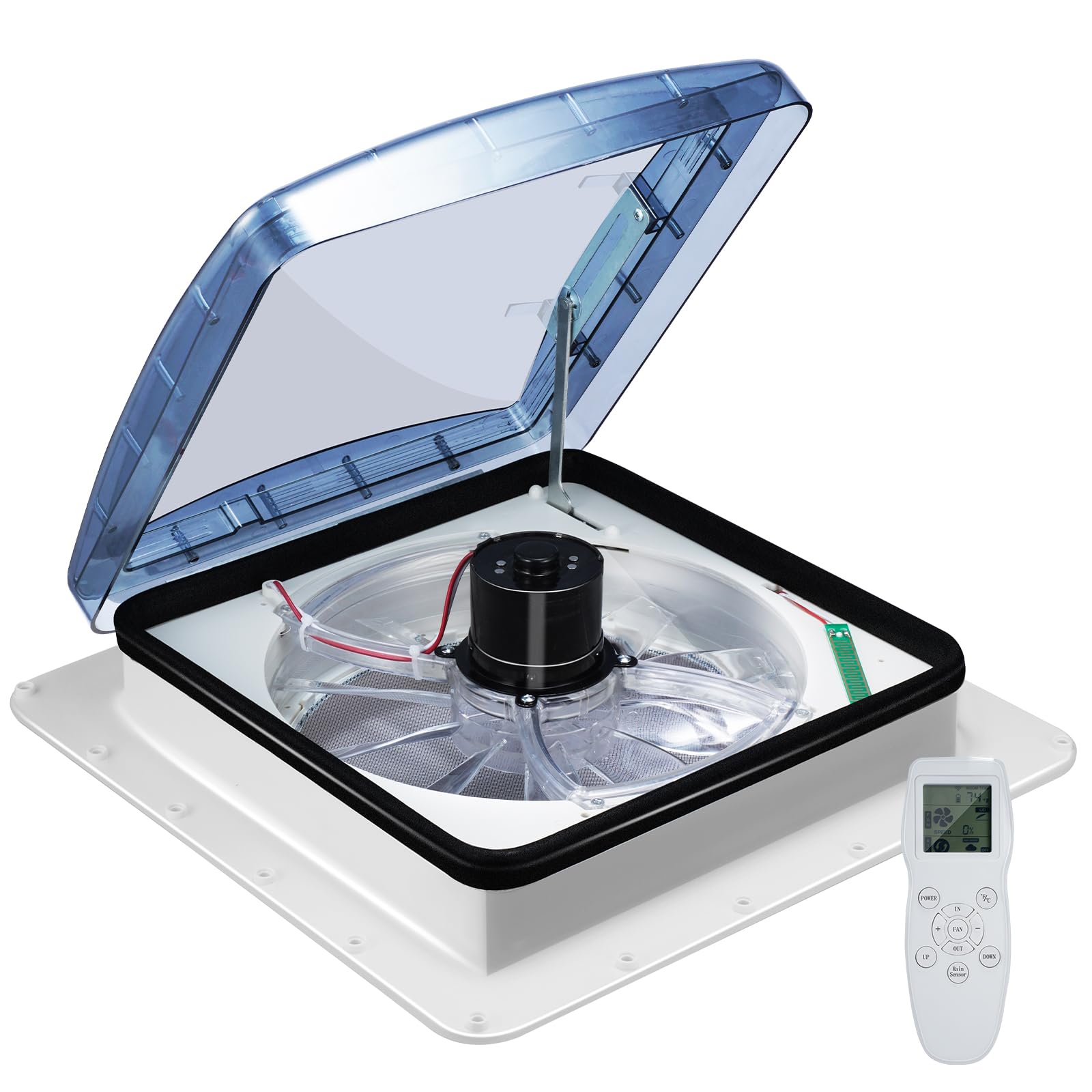 Ventilador De Techo Para Autocaravanas, Sensor De Lluvia, Ventilador De ExtraccióN Reversible Ultrasilencioso De 10 Velocidades, Mando A Distancia, Para Caravanas Y Autocaravanas
