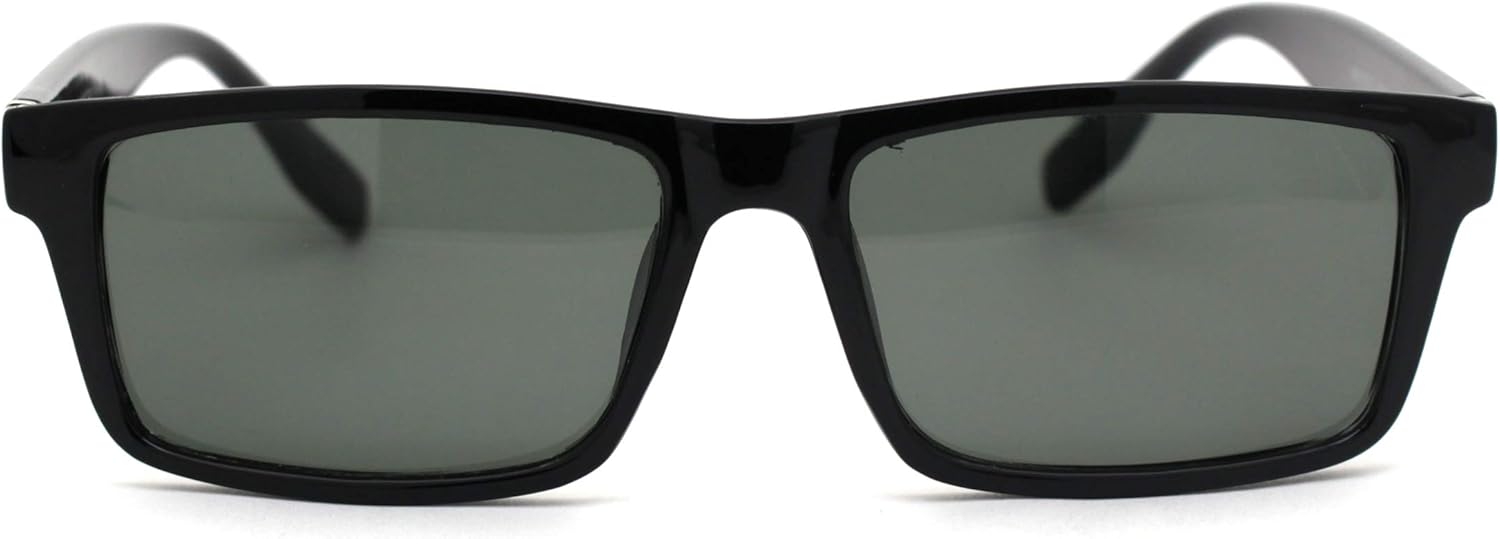 Tempered Glass Lens Classic Narrow Rectangular Mens Plastic Sunglasses