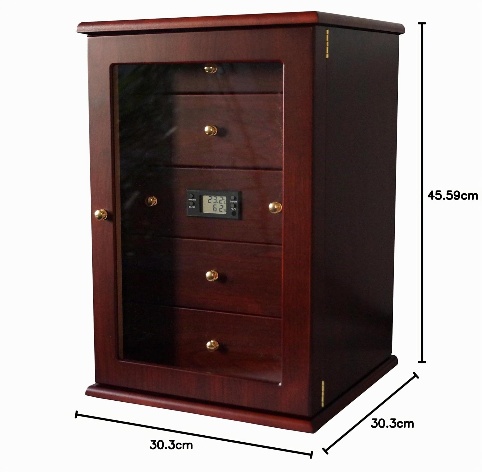 GERMANUS Humidor Schrank für ca. 400 Zigarren Viadrus mit Digital Hygrometer und GERMANUS Kristall Befeuchter
