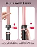 5 en 1 Set de baguettes de curling, baguette de fer multi- Curling avec brosse thermique et 4 La baguette de curling en céramique interchangeable pour les femmes dans tous les types de cheveux,Couleur de cheveux double tension