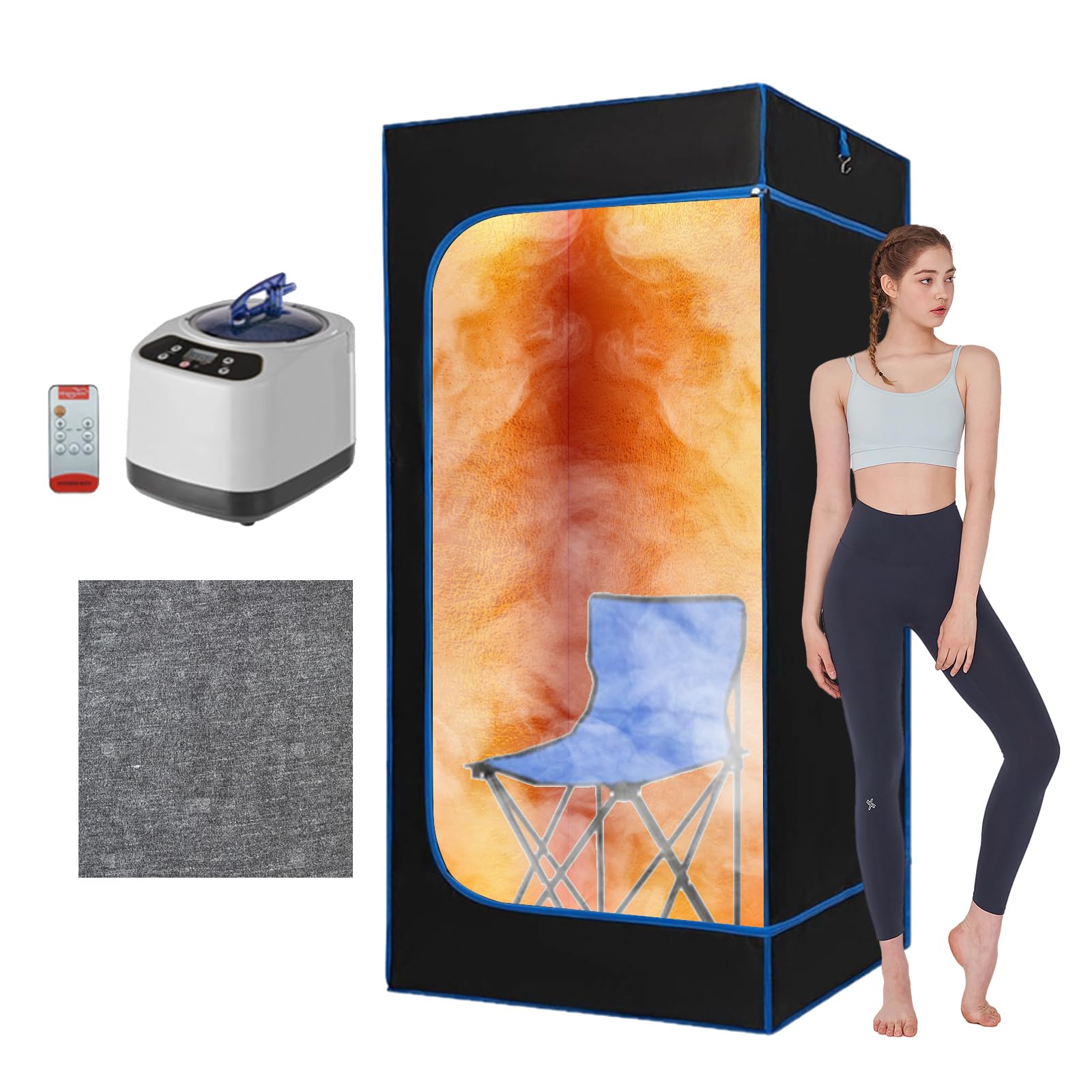 Tente De Sauna Portable Pour Un Usage Domestique, 180x80x80cm, Gousse De Sauna éTanche Avec GéNéRateur De Vapeur De 1200w 3l, Peut Se Tenir Debout Ou S'Asseoir Pour La Relaxation, Soulager Le Stress