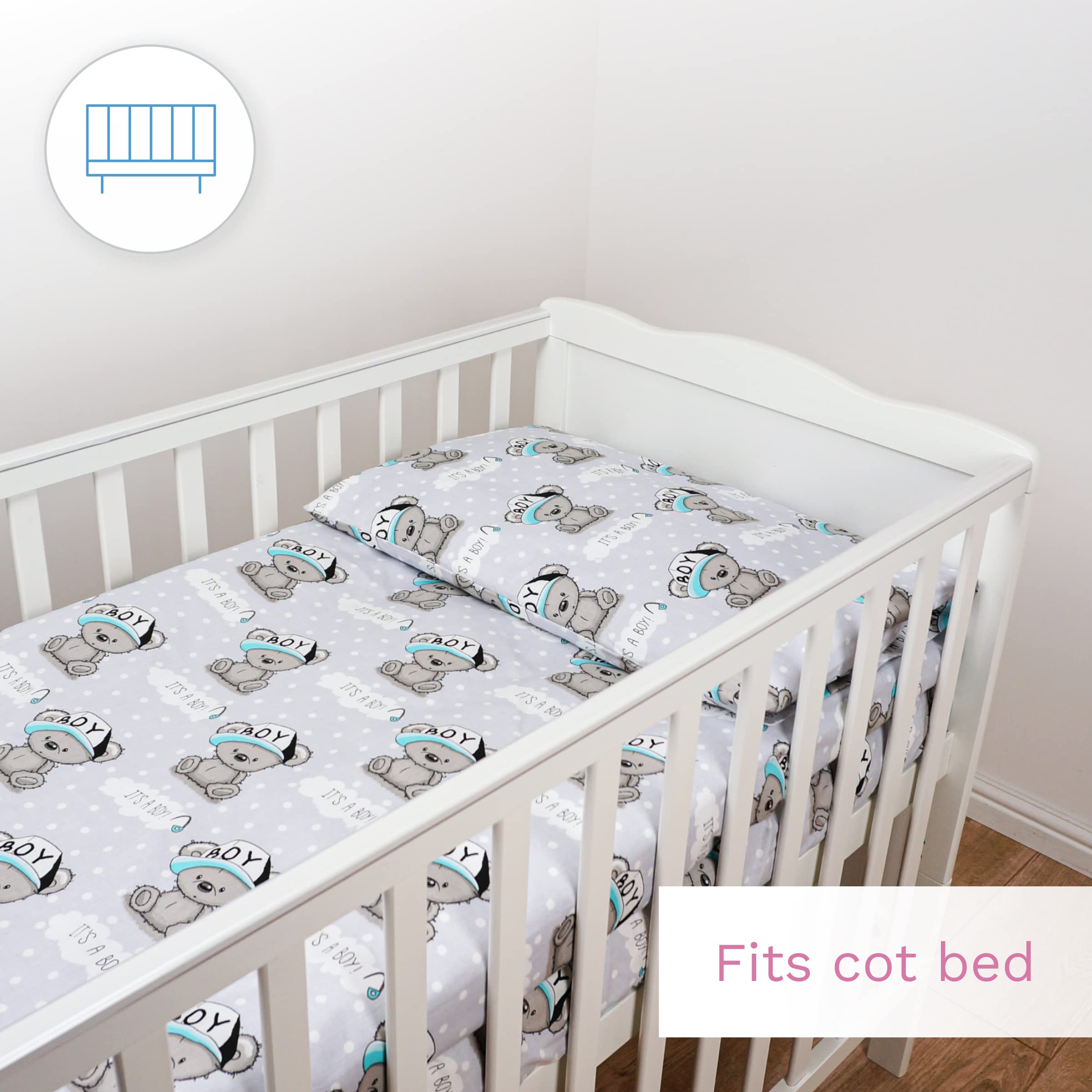 Baby Comfort 4 Piece Toddler Kids Cot Bed Set 120x90 cm Duvet Pillow Duvet Cover Pillowcase 12M+ (It's a Boy) — view 53