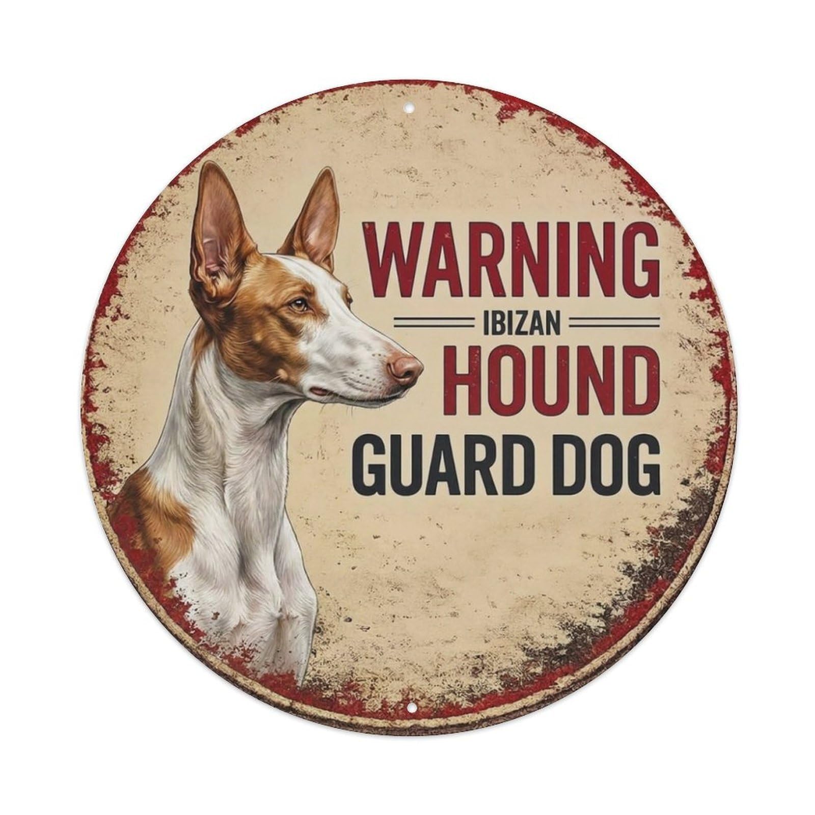Metal Tin Sign Vintage Warning Ibizan Hound