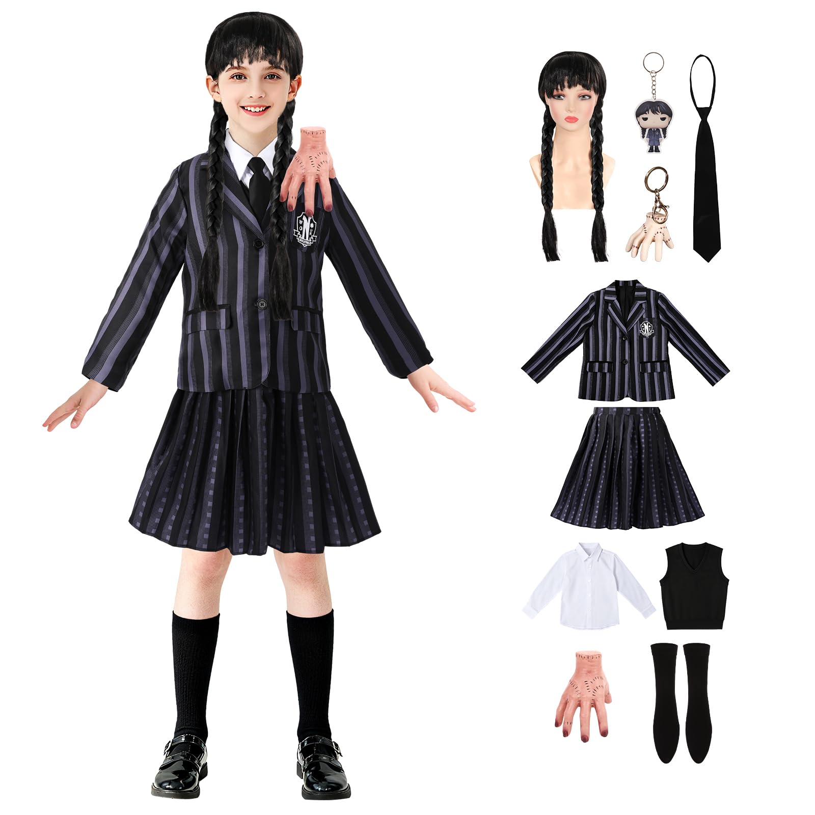 HOMELEX Black Costume Dress Kids For Girls Family Halloween School Cosplay Carnival Party Fancy Dress Outfit (Kids Dress Set B, 9-10 Years) — image 1