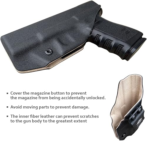 Miniatura 5 de IWB Funda de cuero Kydex compatible con Glock 19 19X 25 44 45 (Gen 3 4 5)  Glock 23 32 (Gen 3 4) Pistola - Cintura interior oculta para G19 G19X G23