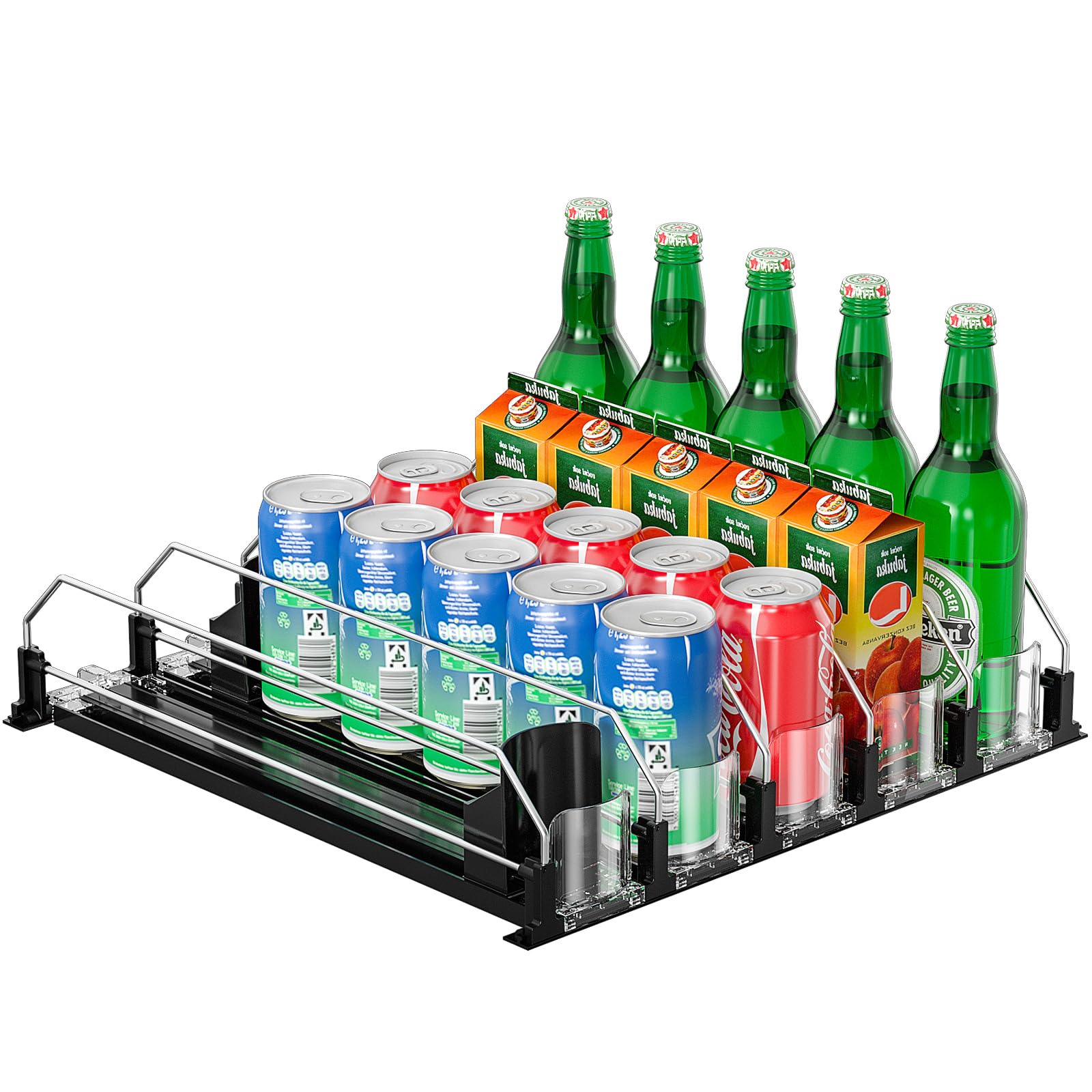 KUUKIKV Drink Organizer for Fridge, Upgrade Soda Can Dispenser for Refrigerator, Automatic Pusher Glide Fridge Drink Organizer, Can Organizer for
