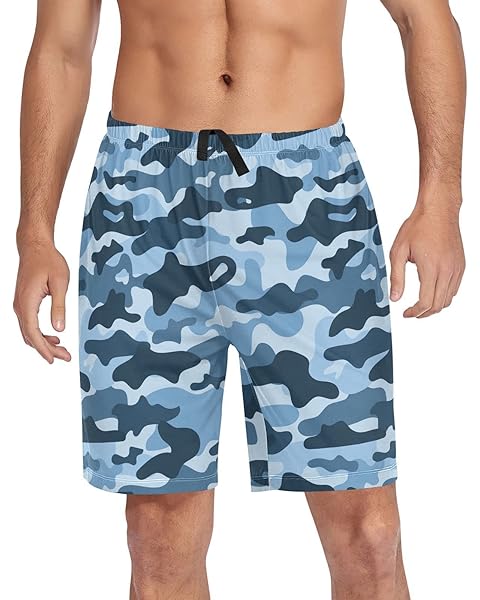 Ollabaky Pajama Shorts for Men Pjs Bottoms Sleep Shorts Lounge Wear Pajama Pants with Pocket