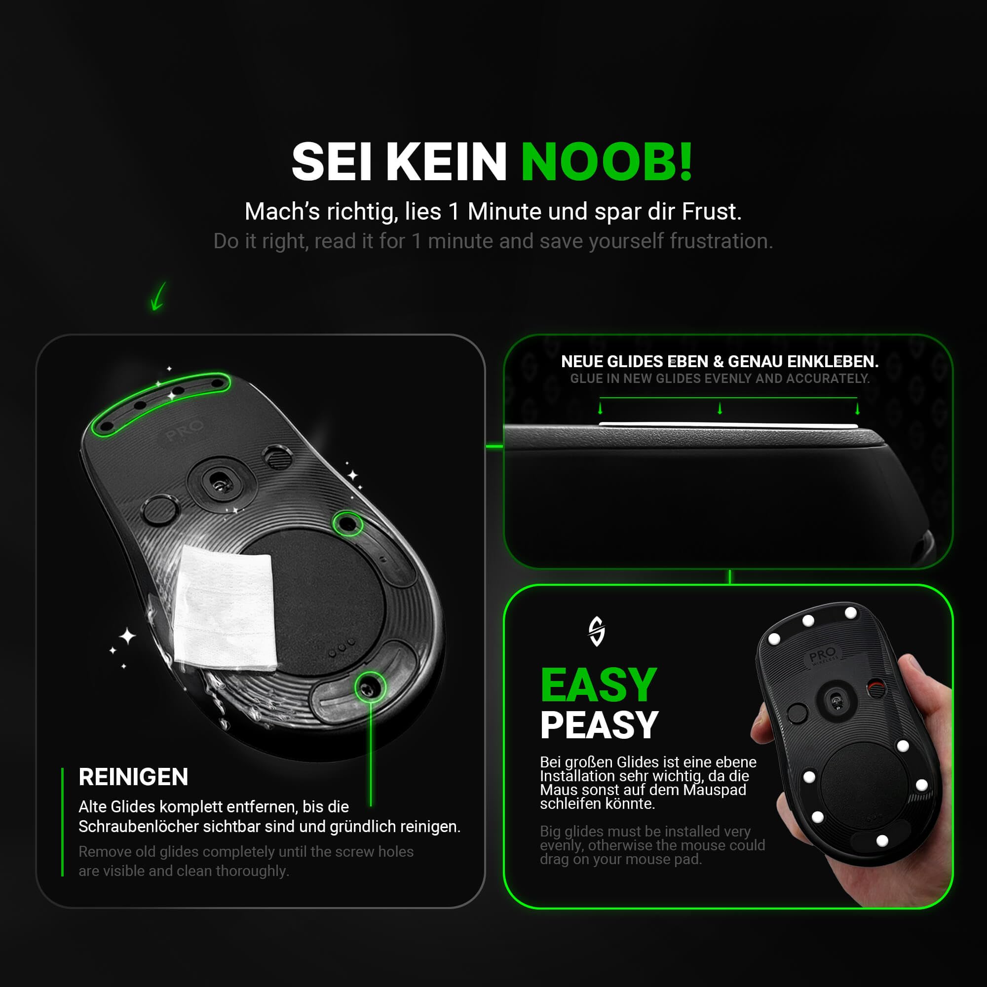 SensoryBoost DPS (f) Dot Skates – Uniwersalne ślizgacze PTFE x40, Ø 6,5 mm | SPEED – Ultraszybki, cichy ślizg i niskie tarcie – Płaskie ślizgacze PTFE na podkładki materiałowe i szklane