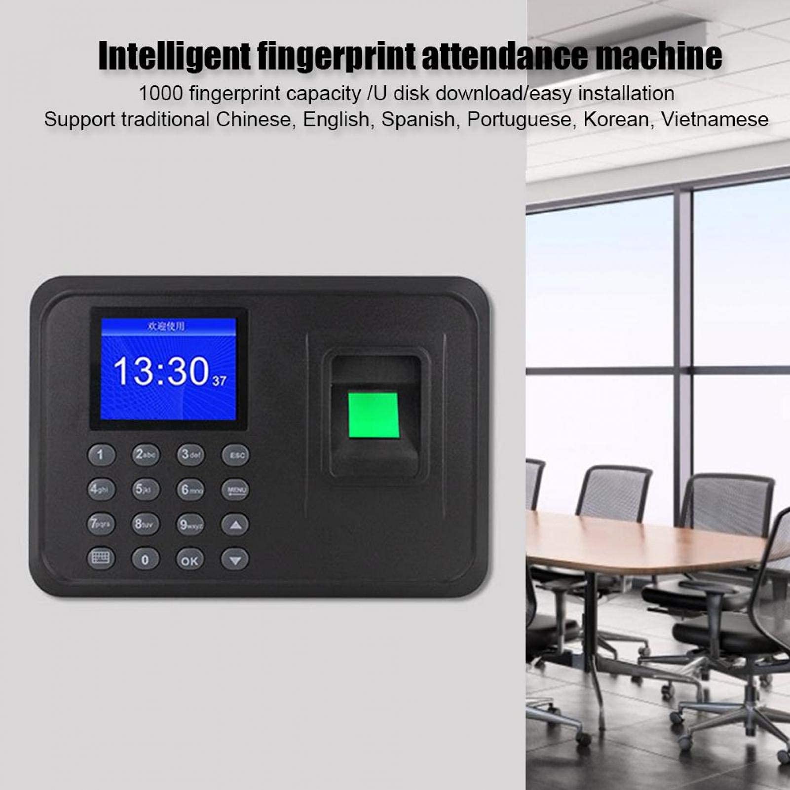 Macchina per la rilevazione delle presenze con impronte digitali, registratore con orologio biometrico con display 2, 4 pollici, lettore per il check in dei dipendenti, di