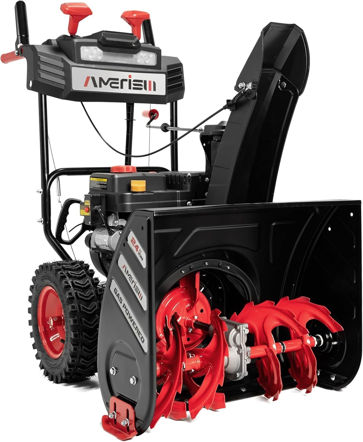 AMERISUN 24-Inch Gas Snow Blower with 212cc 4-Cycle OHV Engine, Recoil Start, 40Ft Snow Throwing for Decks, Driveways, and...