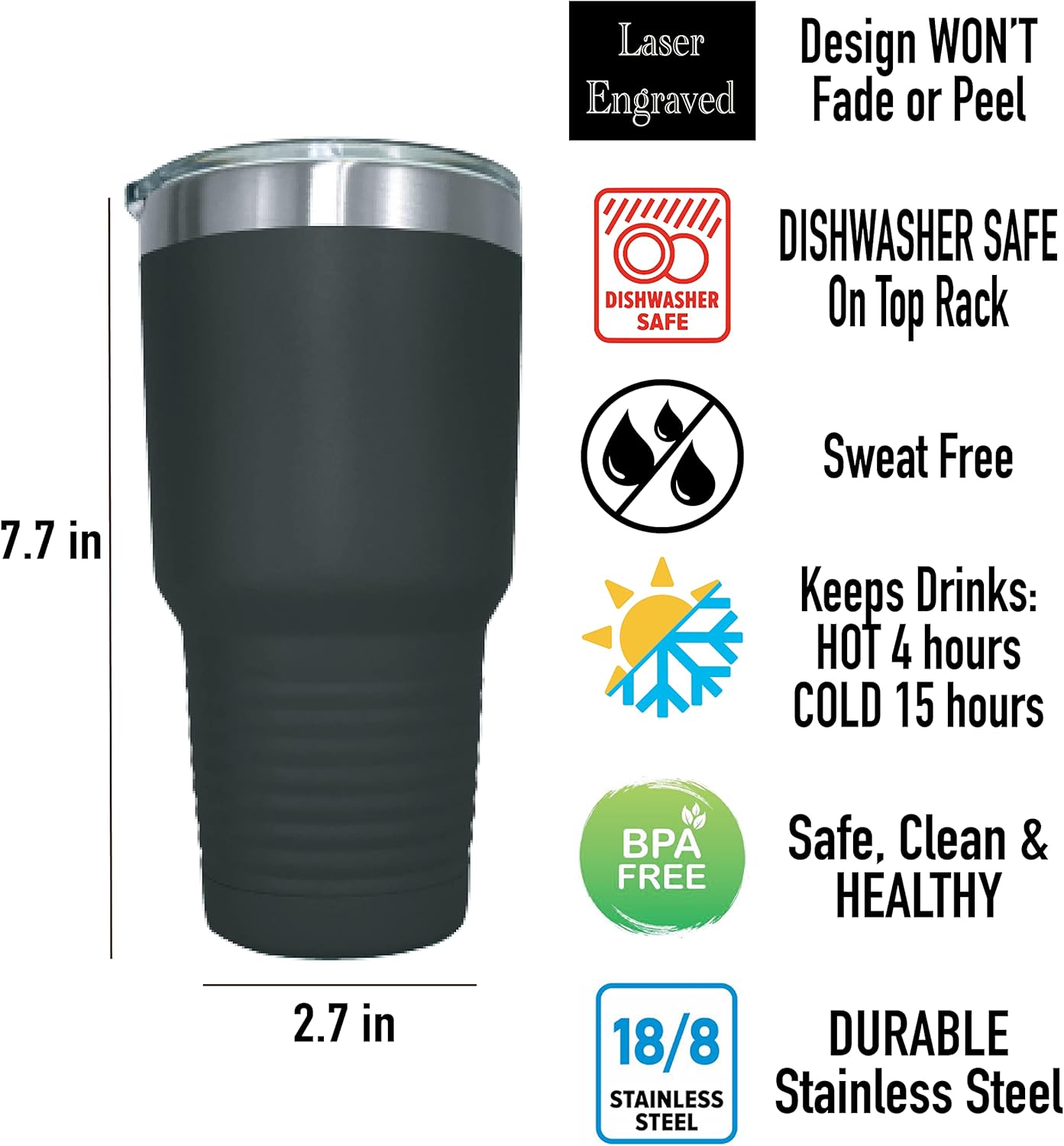 AVITO Personalized Dental Tumbler - 30 oz Tumbler with Lid - Stainless Steel - Laser Engraved - Vacuum Insulated - Dentist Gift - Dental Hygienist Gift