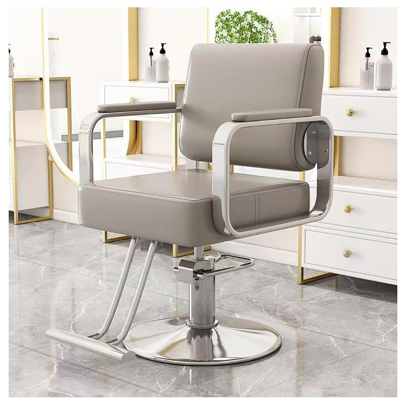 Fotel fryzjerski Fotel fryzjerski z wytrzymałą pompą hydrauliczną, salon fryzjerski, tatuaż, warkocz, sprzęt do pielęgnacji włosów,Beige,A