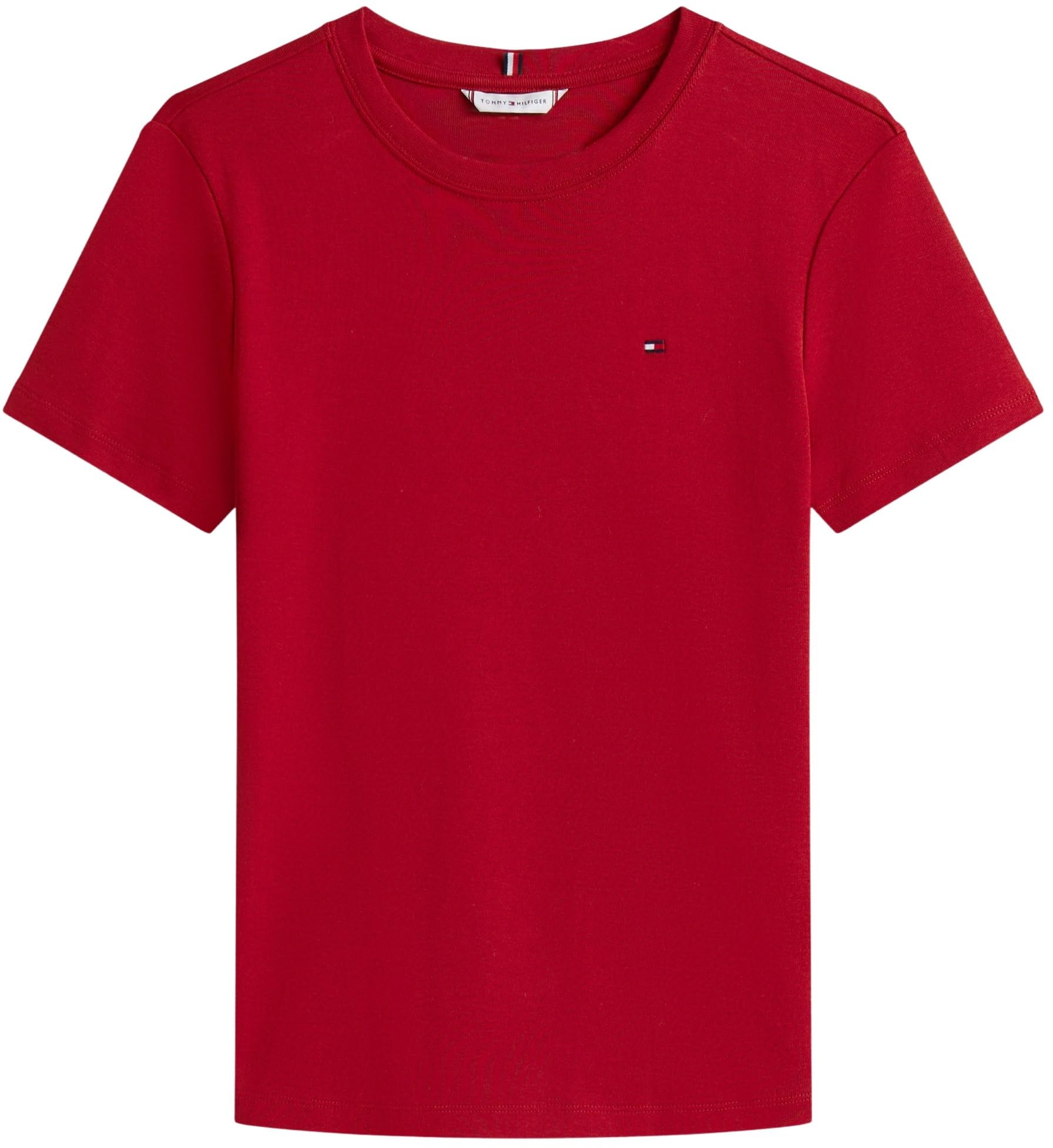 Tommy Hilfiger Damska koszulka Slim Cody C-NK SS WW0WW40587 S/S, czerwona, L, Czerwony (Regatta Red), L