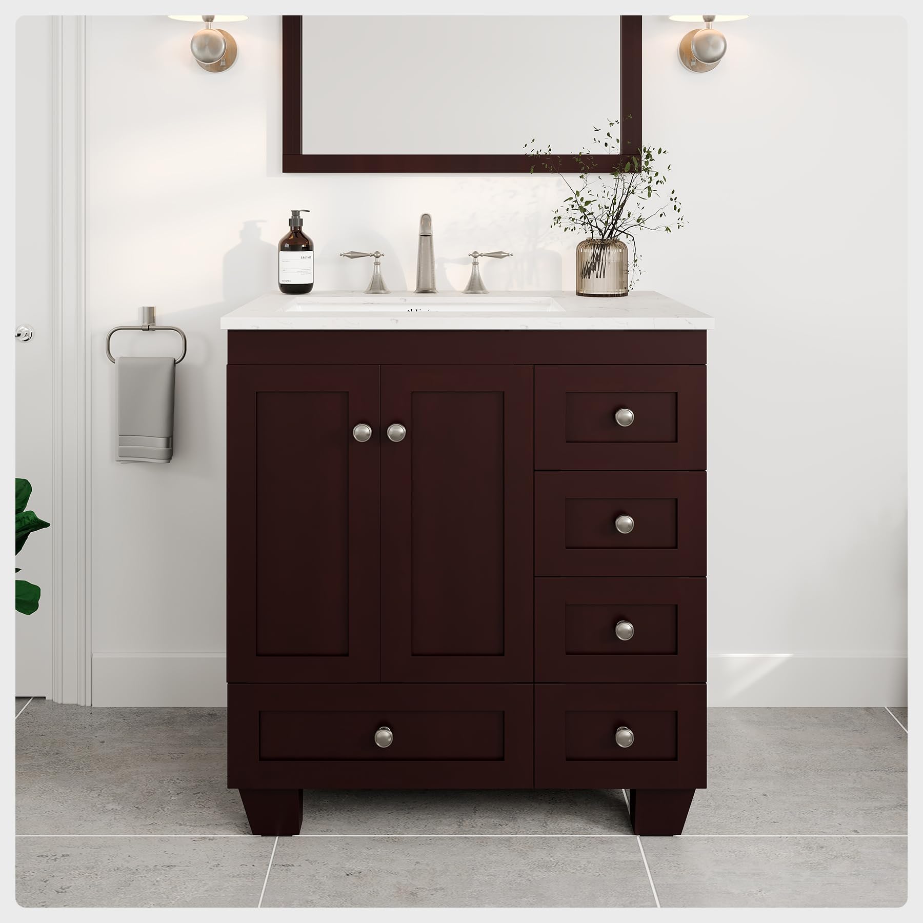 Amazon.com: Eviva Acclaim 30 Inch Bathroom Vanity With Sink – Teak ...