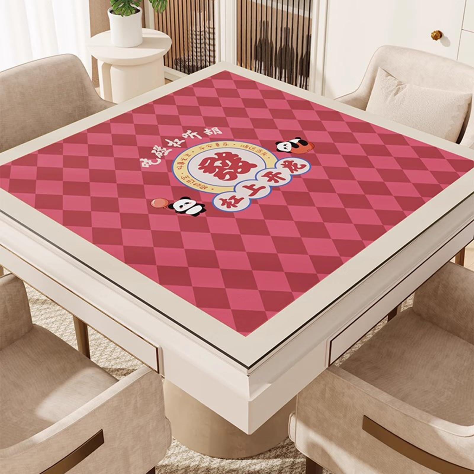 Tapis de Table de mah-Jong, Tapis de Jeu antidérapant et antibruit avec Support en Caoutchouc(120cm/47.24in)