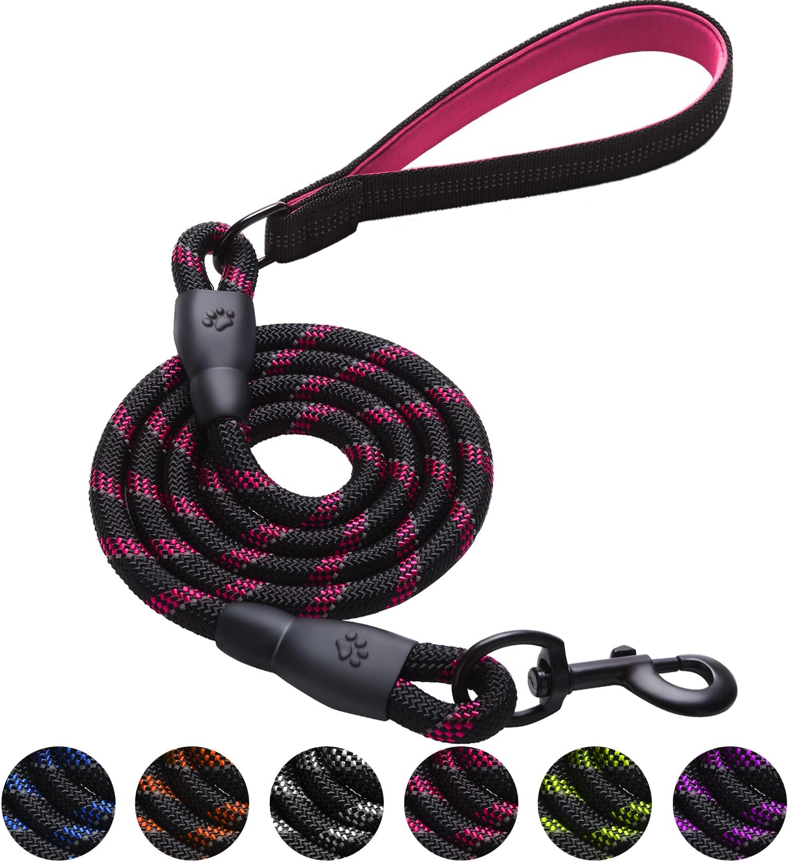 Dog Leash 4-6 FT with Soft Comfortable Padded Handle and Highly Reflective Threads,Dog Leashes for Small Medium and Large Dogs,Puppy Leash for Training Running and Walking