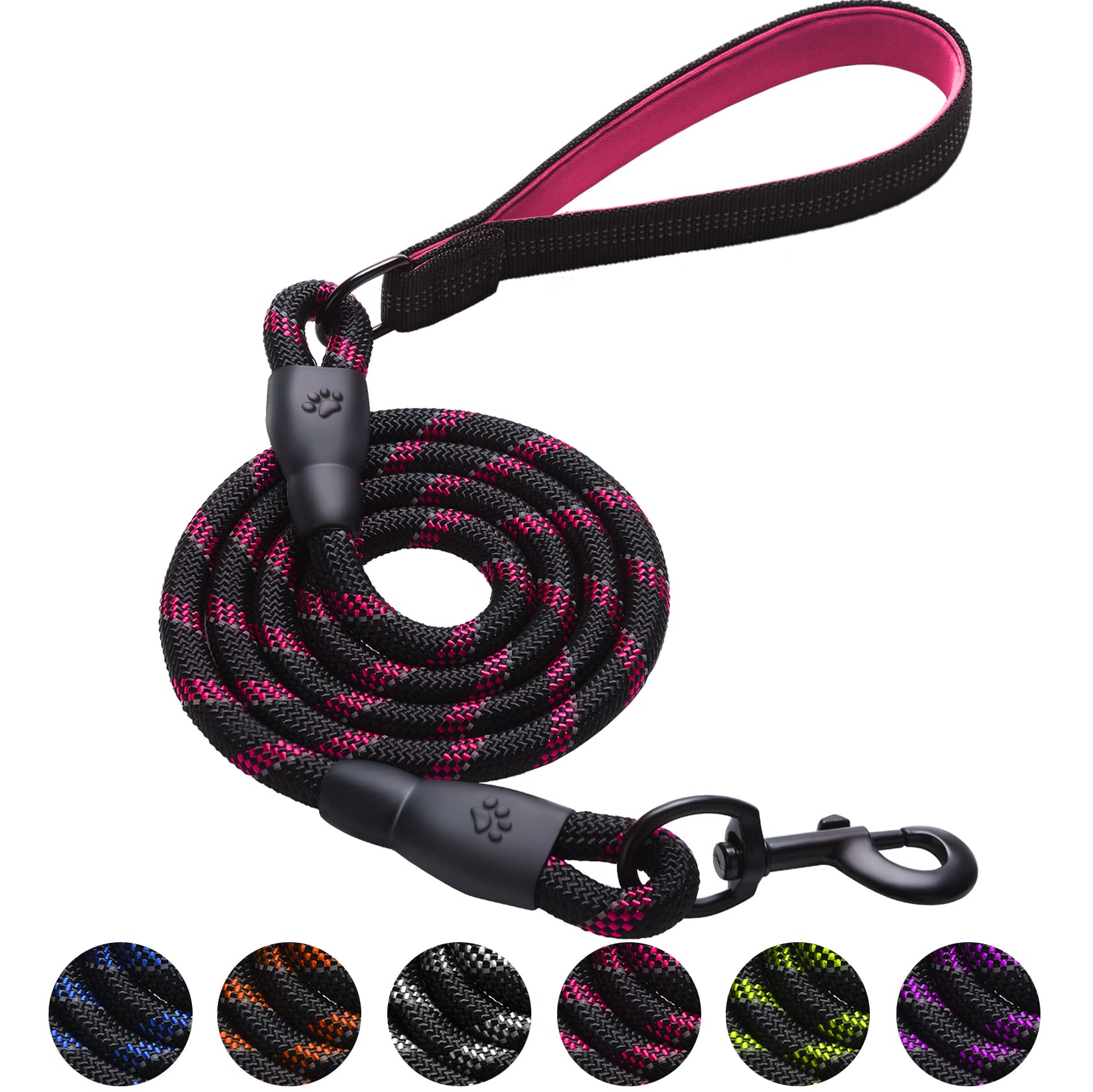 Dog Leash 4-6 FT with Soft Comfortable Padded Handle and Highly Reflective Threads,Dog Leashes for Small Medium and Large Dogs,Puppy Leash for Training Running and Walking