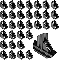 Vista 7 de Juego de 20 conectores de perfil de extrusión de aluminio de la serie 2020, 20 soportes de esquina, con 40 tuercas en T y tornillo hexagonal M5×8