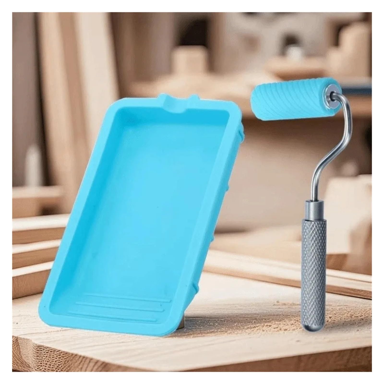 Fácil de limpiar los 48Mm la manija aluminio del tamaño mini rodillo pintura suave silicón(Blue)