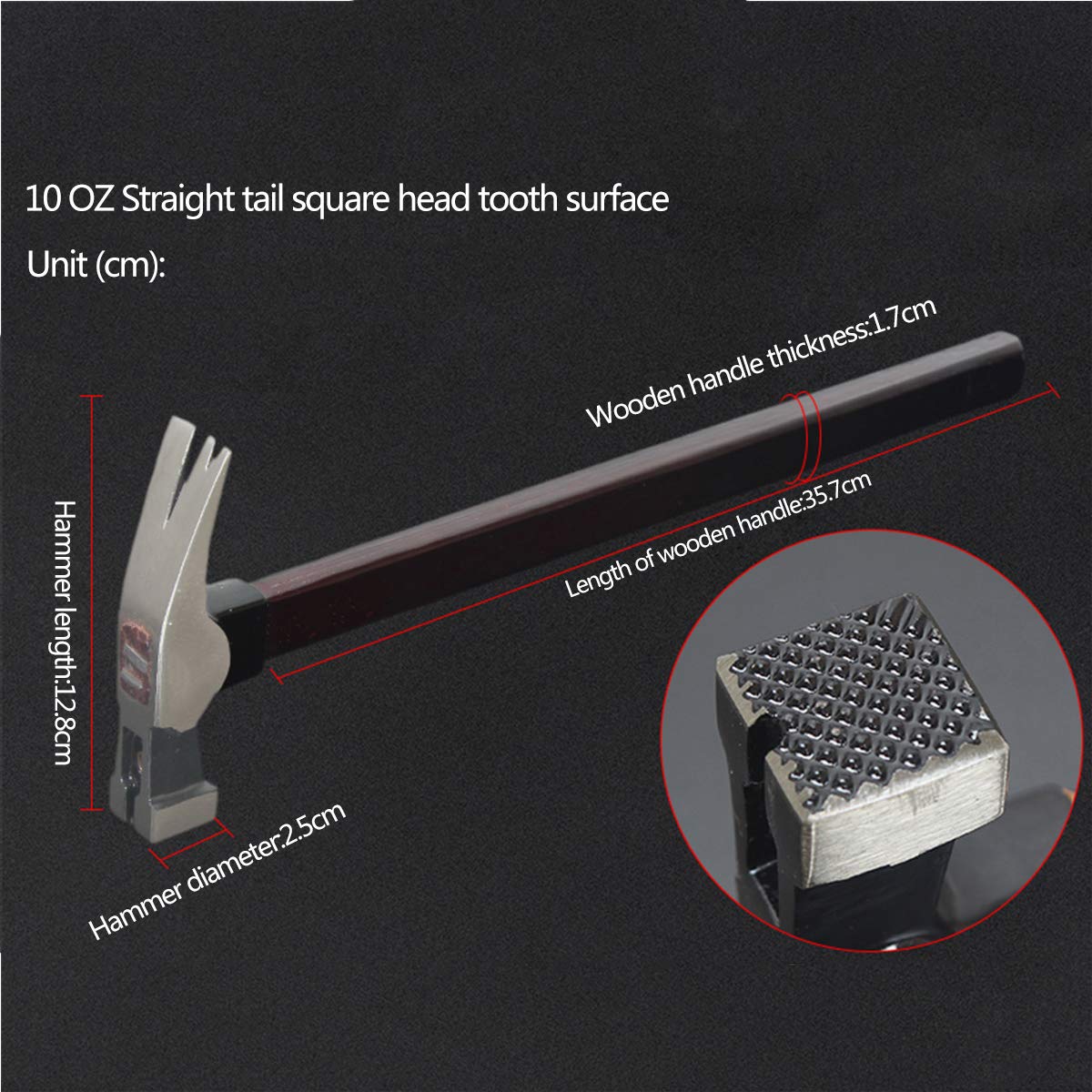 Młotek - młotek pazurowy Idealne narzędzie do Twoich domowych remontów Specyfikacje: 10 uncji, długość młotka: 12,8 cm, średnica 2,5(Material 2)