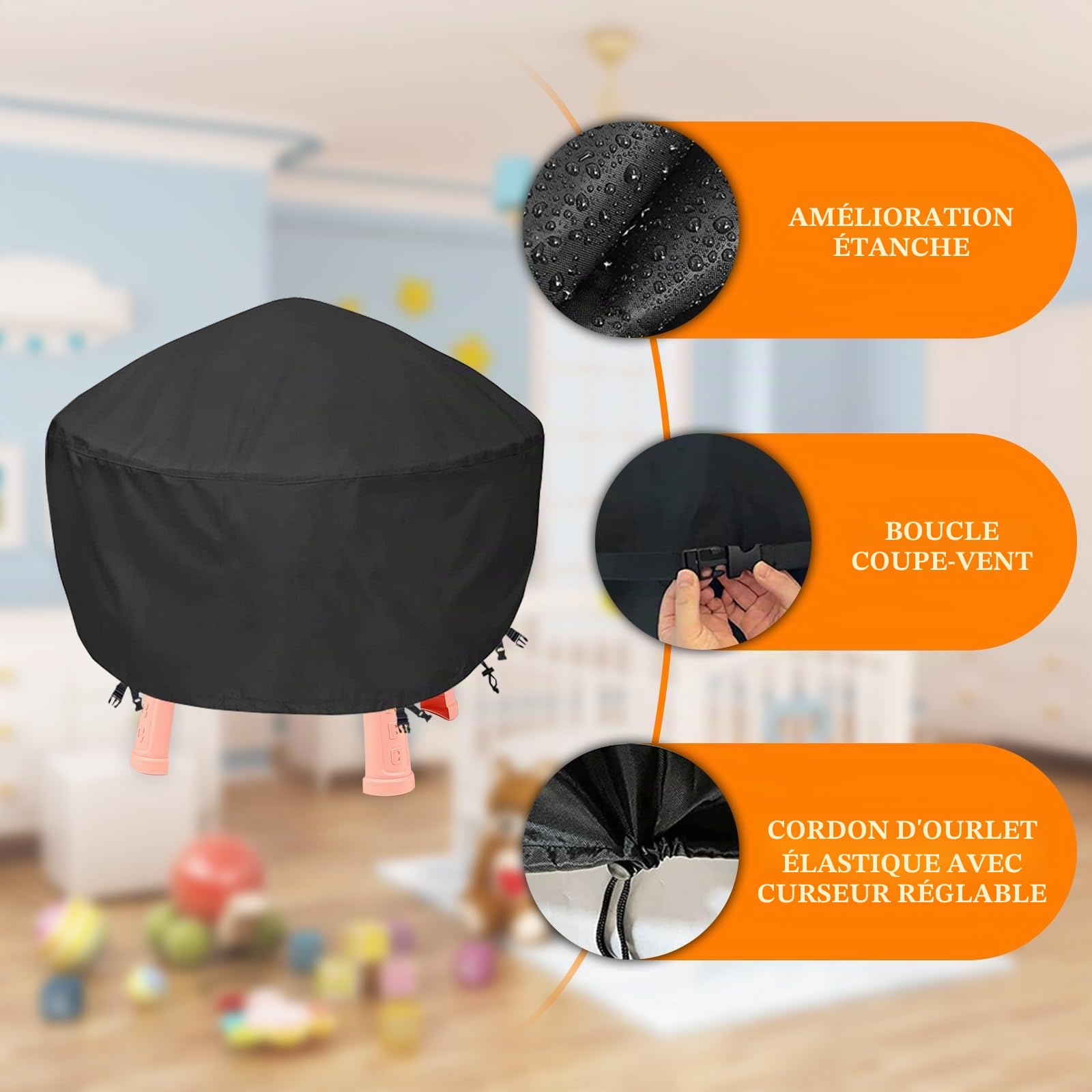Housse de table à eau extra large – Imperméable, résistante au vent, anti-poussière et anti-UV pour enfants, bac à sable et eau pour enfants, couverture de bac à sable pour enfants, couverture de