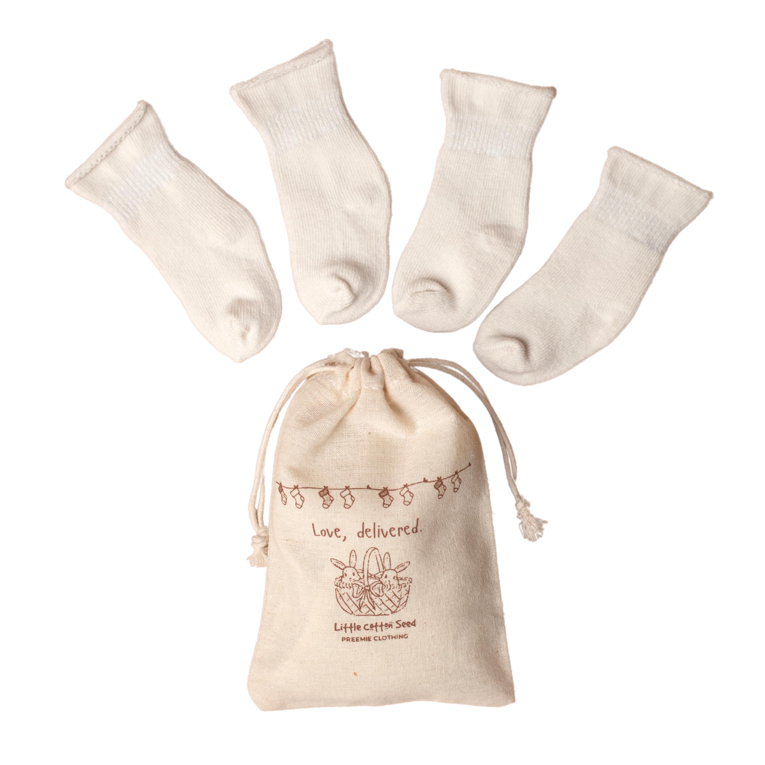 Little Cotton Seed Preemie ClothingBaby Girl & Boy Newborn Preemie Essentials Socks (6 packs)- Organic Cotton Premature socks -Must Have for Tiny feet.