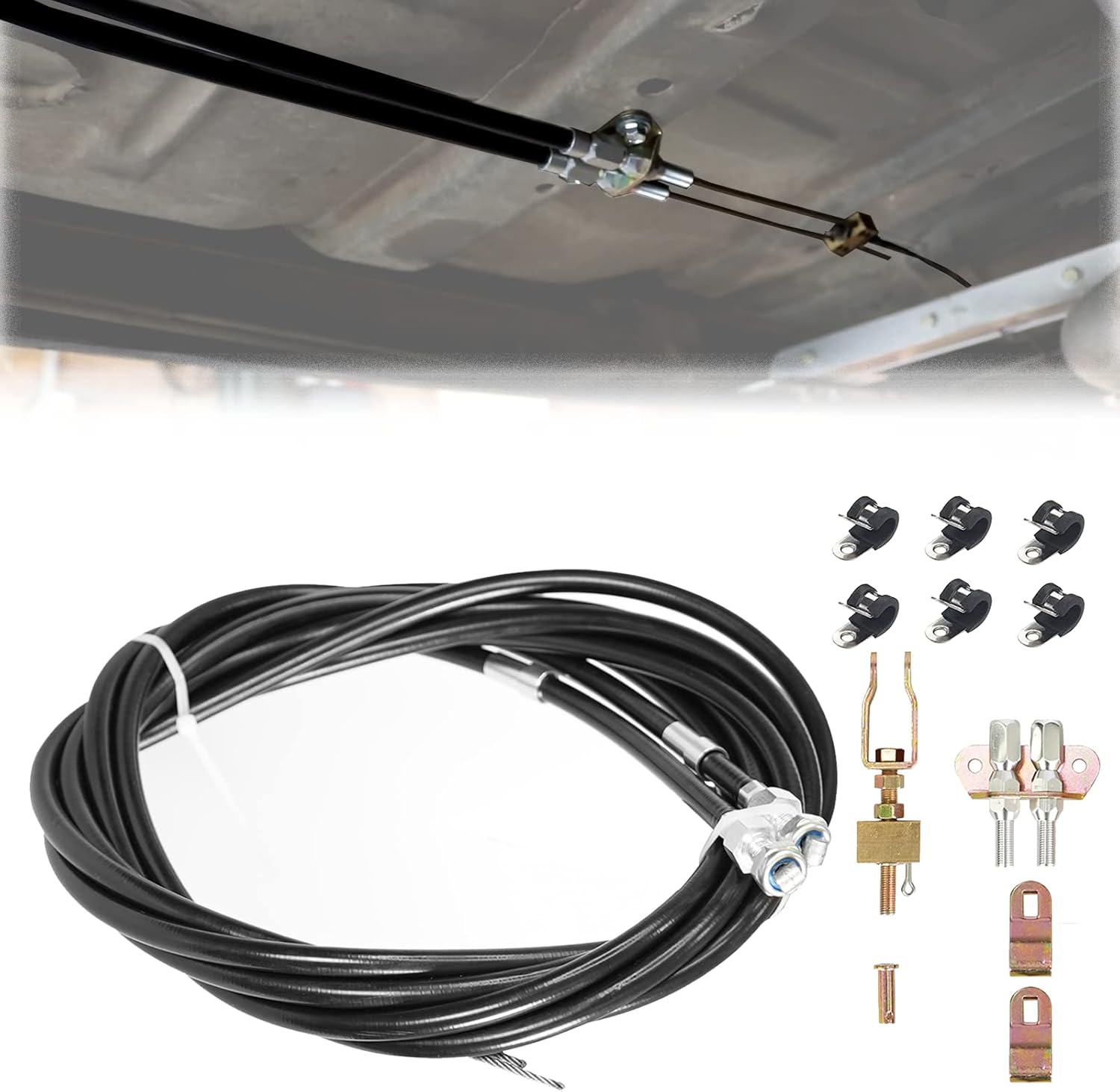 Boeeda Universal 110" Parking Brake Cable Kit Compatible