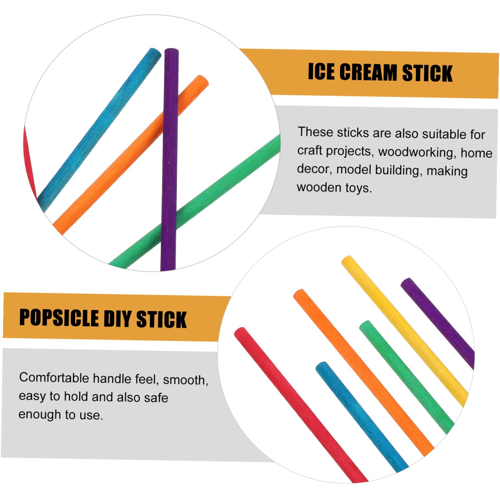 500 Palitos de Helado de Madera para Bricolaje, Seguros y Fáciles de Sostener, Ideales para Hacer Juguetes y Proyectos Creativos