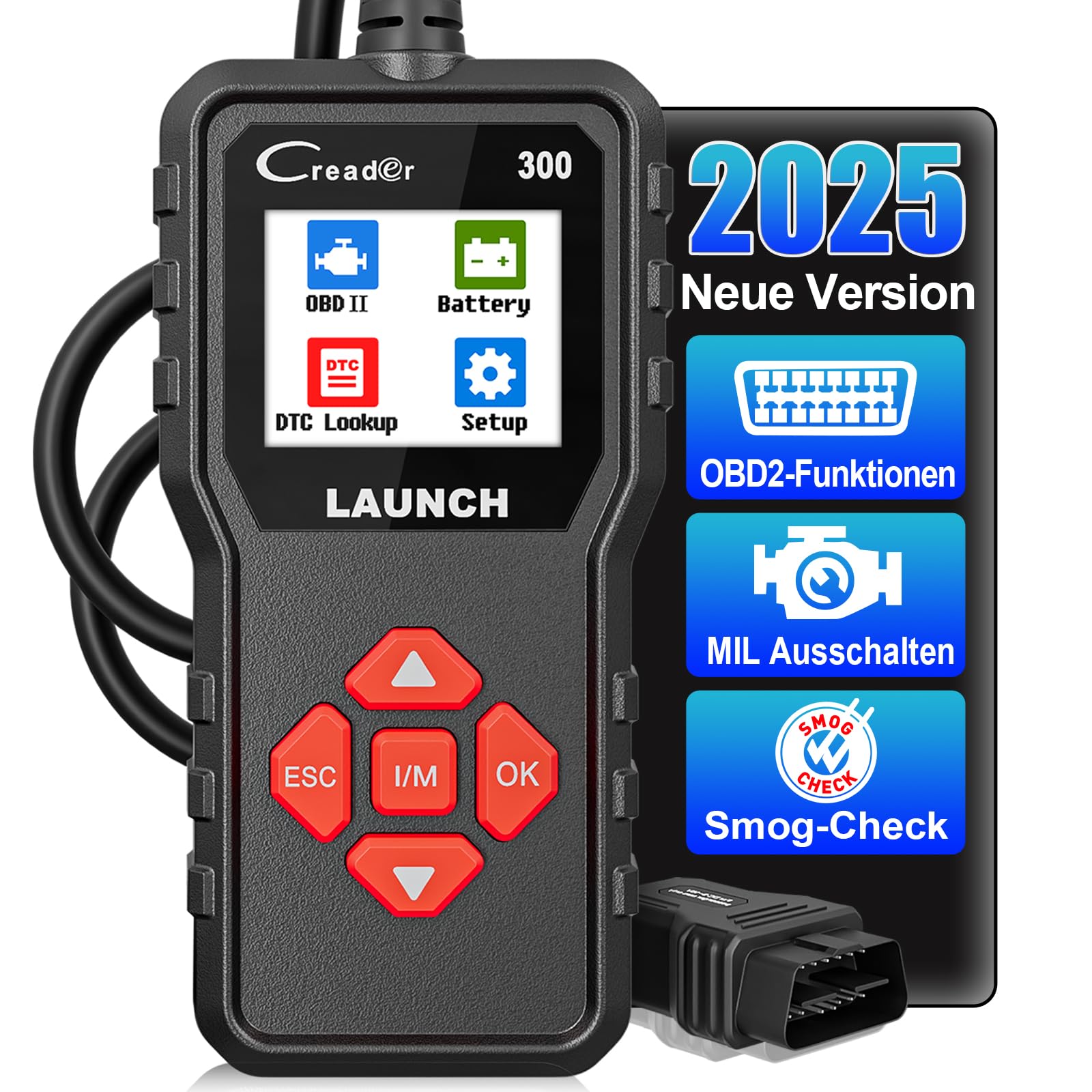 OBD2 urządzenie diagnostyczne do samochodu LAUNCH CR300, skaner do wszystkich pojazdów, europejskie narzędzie diagnostyczne po roku 2000, A czytnik samochodowy w języku niemieckim do BMW, VW, Mercedes