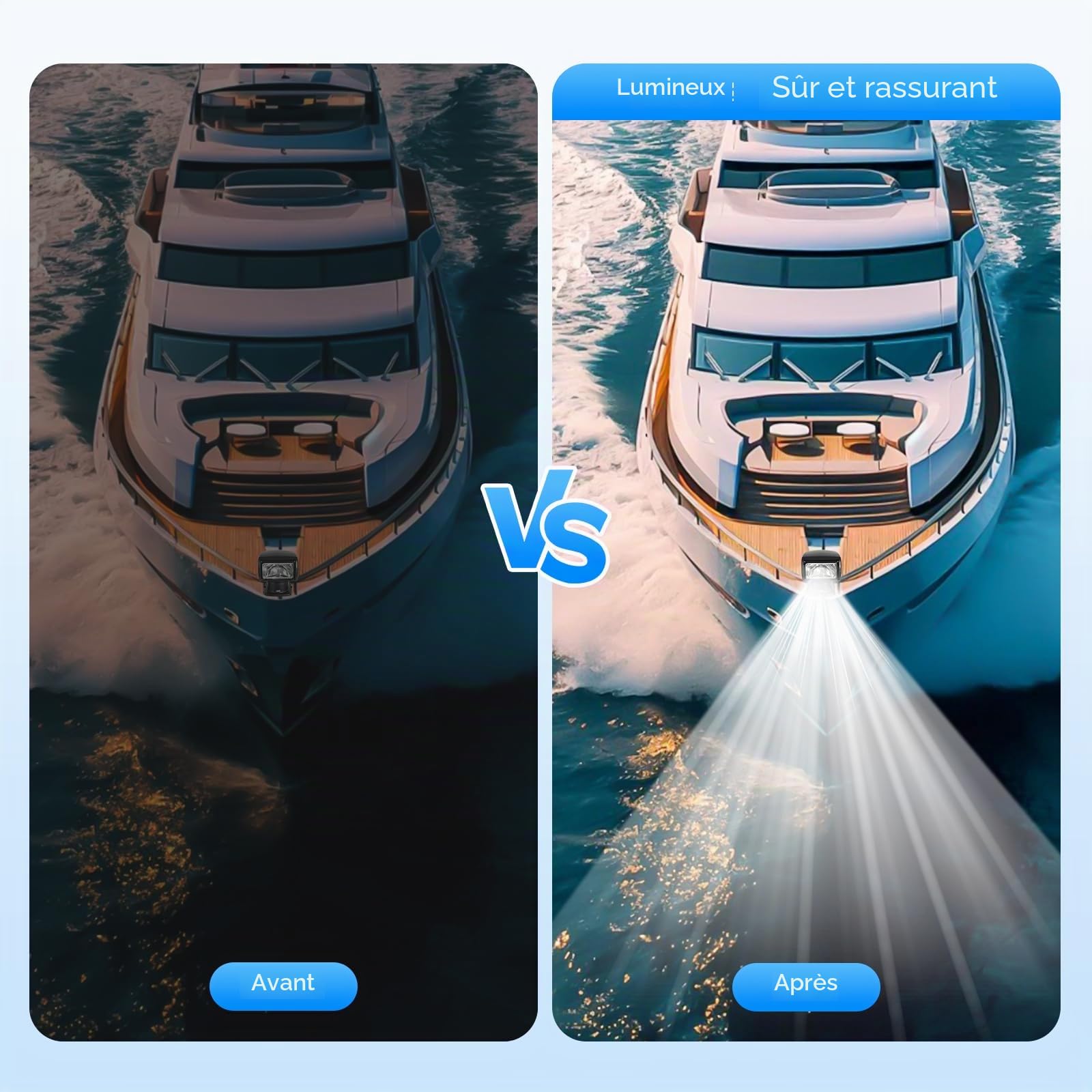 Phare marin, 360° Marine Yacht, fanal de recherche avec télécommande, 12 V 100 W, télécommande pour bateau, voiture, phares marins