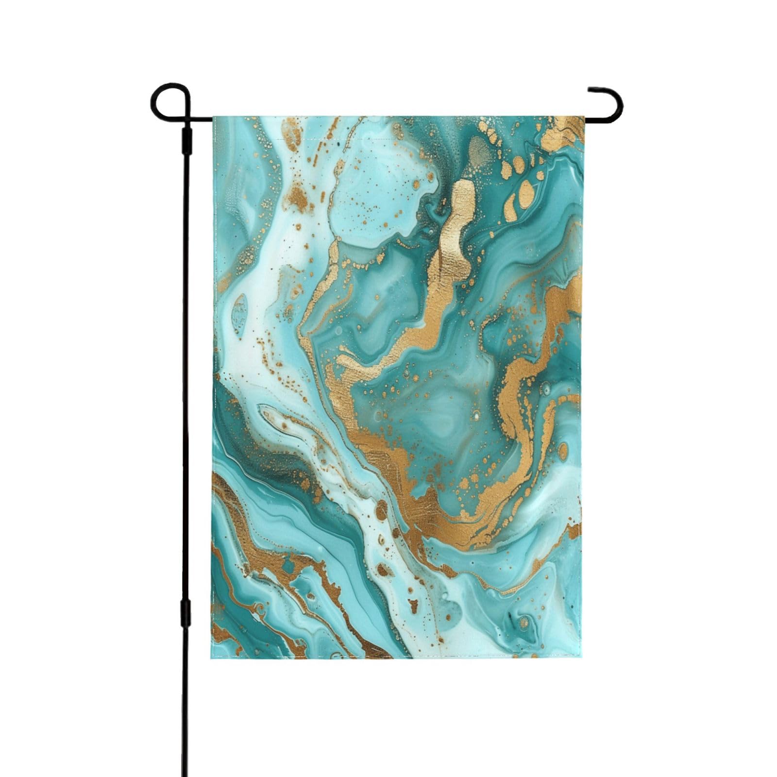 Drapeau de jardin marbre turquoise doré grand drapeau de maison double face décoration extérieure