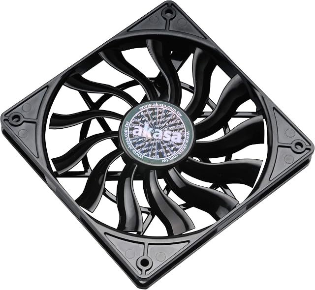 Akasa Slimfan | PWM Case Fan | 120mm PC Fan | 4-pin Cooling Fan | 120 x 120 x 15 mm | Black | Suitable for HTPC and Slim System | AK-FN078