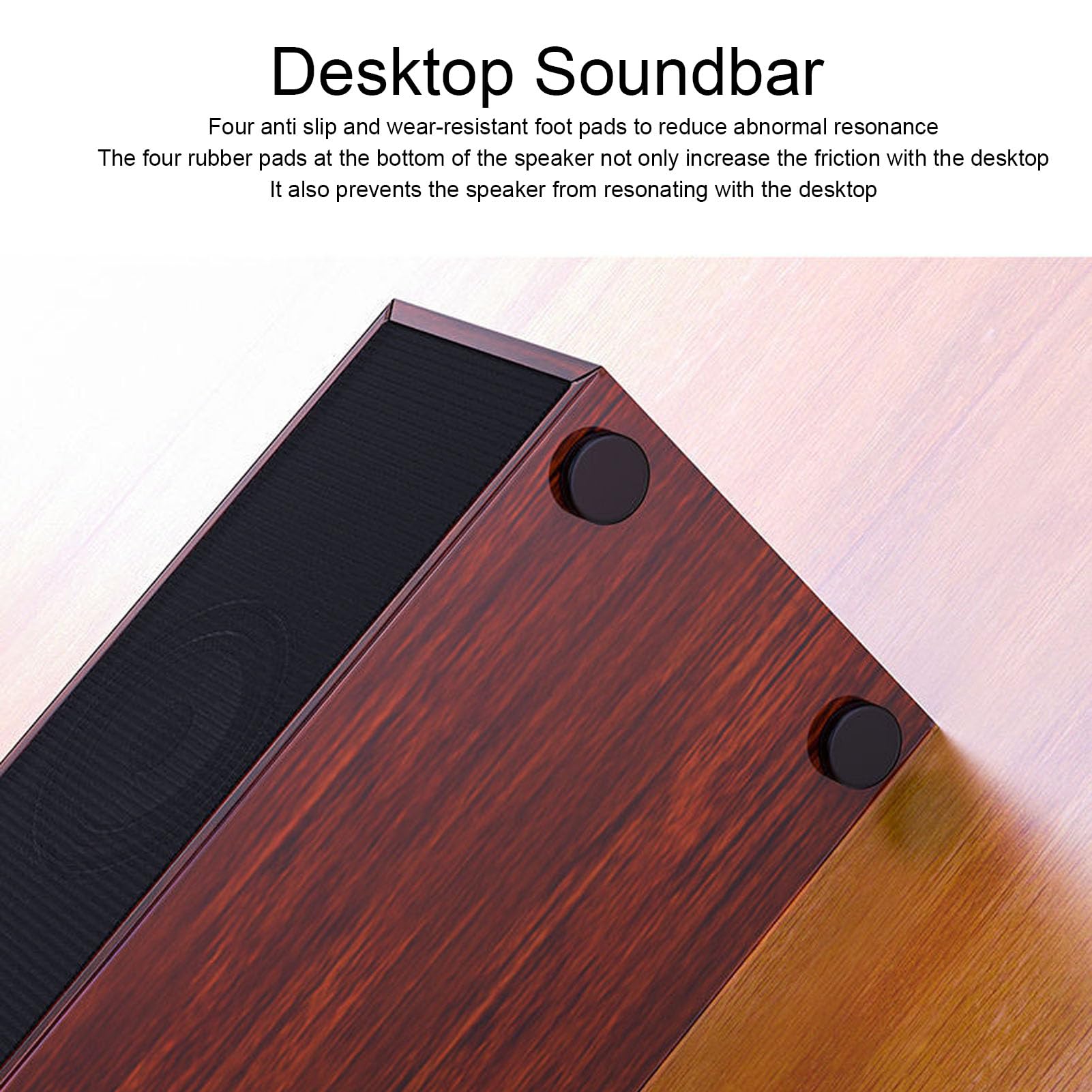 Diyeeni Haut-parleurs D'ordinateur en Bois pour Bureau, Mini Barre de Son avec Son Stéréo, Petits Haut-parleurs PC Alimentés par USB, avec Bouton de Volume, Prise et Port AUX 3,5 Mm,