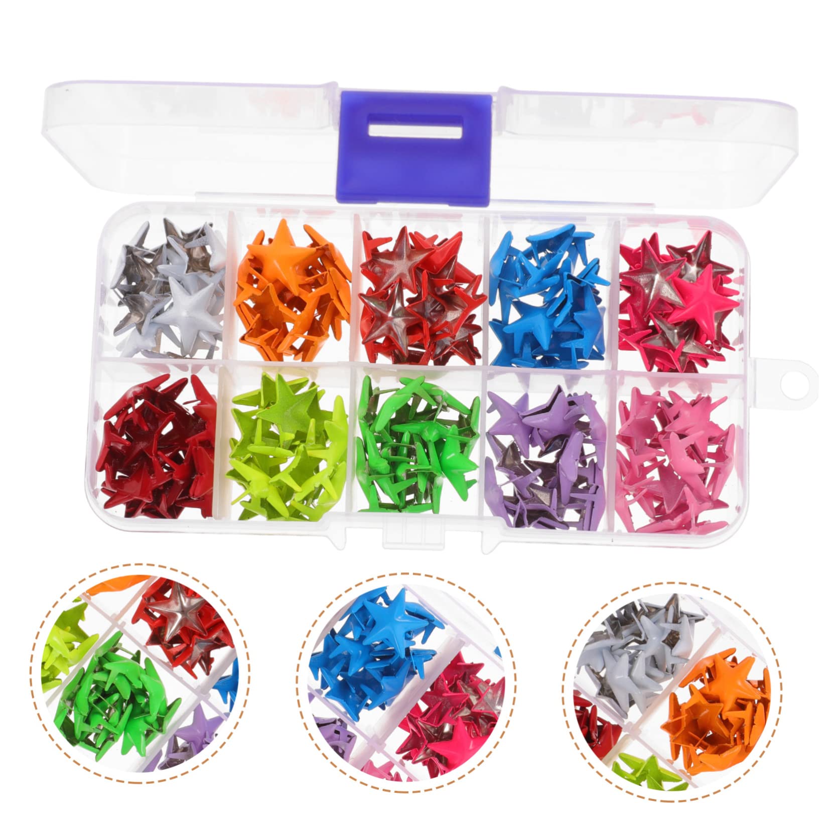 SHINEOFI 300 Piezas Clavos Estrella De Cinco Puntas Estrella De Cinco Puntas Uñas Accesorio Diy Tachuelas Para Ropa Pernos Prisioneros De Bricolaje Punk Encantos De Remache Remaches Metal