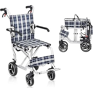 HEALTHLINE Transport Wheelchair Lightweight Foldable Aluminum 19" W/Flip up Legrest and Carrying Bag (only 18 lbs)