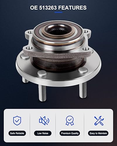 Miniatura 3 de ECCPP Conjunto de rodamiento de cubo de rueda delantera, 5 lengüetas con ABS para 08 09 10 11 12 13 14 Dodge Avenger Caliber compatible con 513263